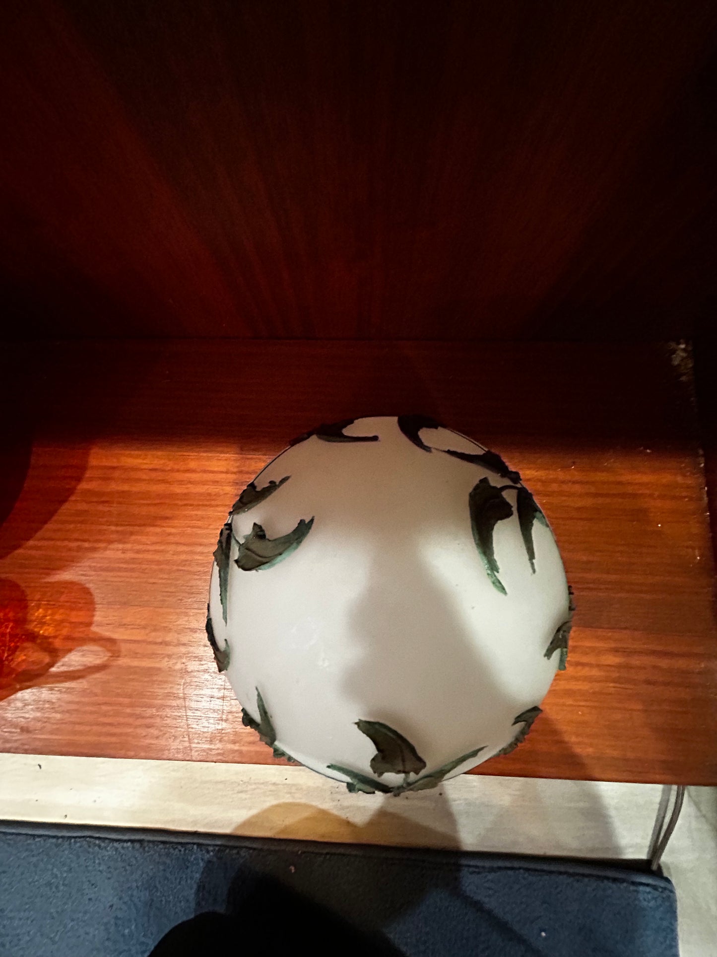 Carl Falkenstein- Hollywood Regency Glass Globe Repurposed Hanging Vase Thai Spinach