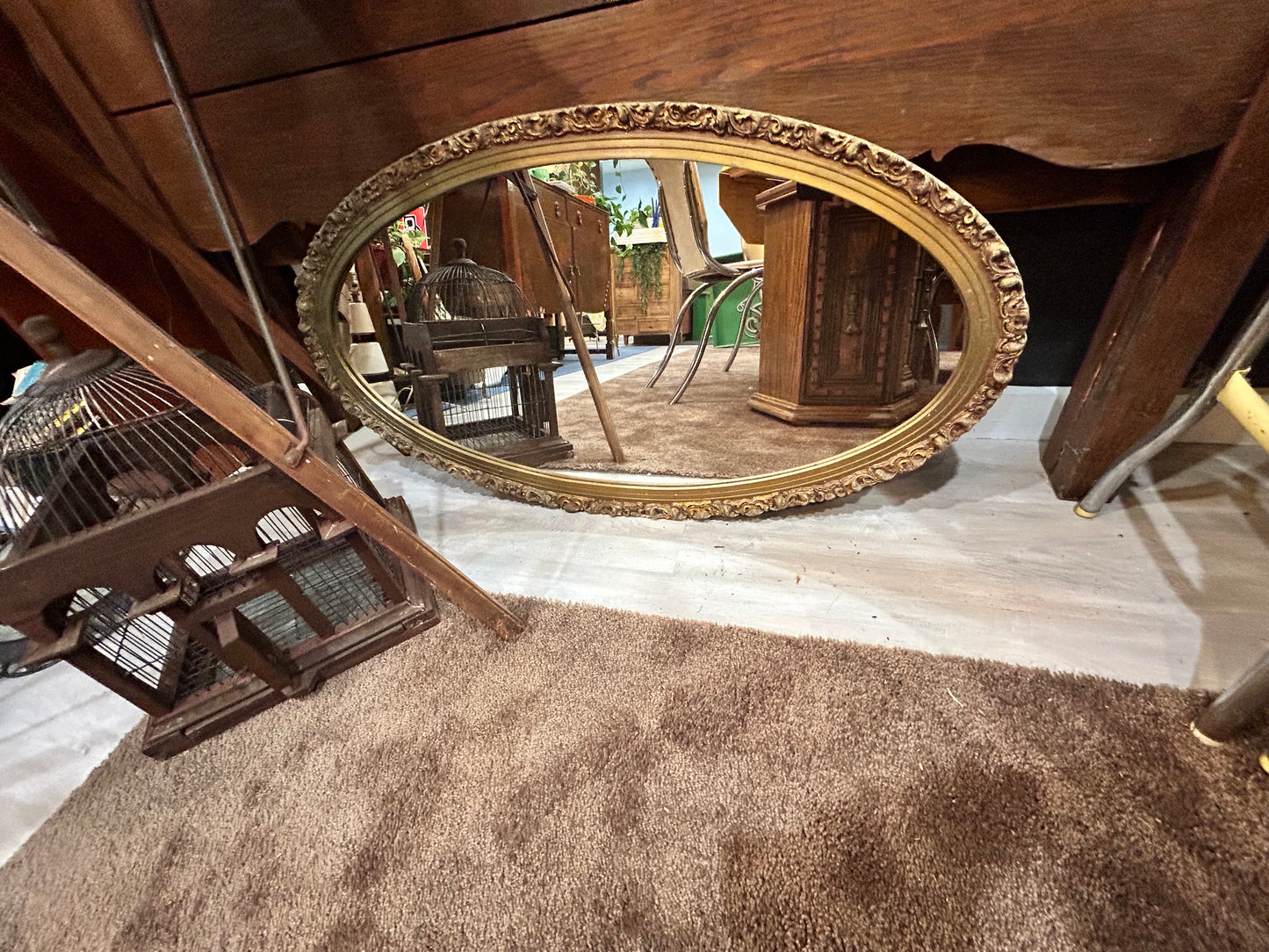Antique Oval Gilded Mirror