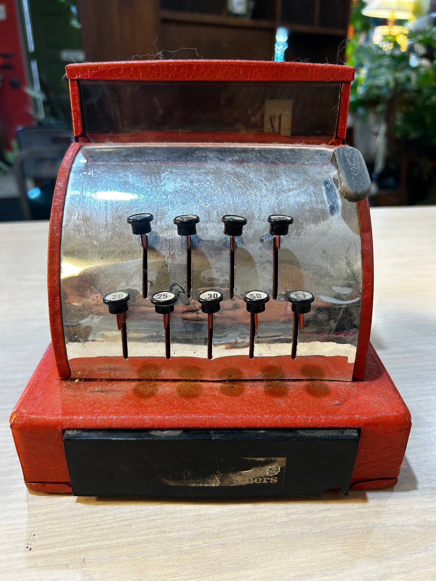 Vintage Toy Cash Register- Red Metal