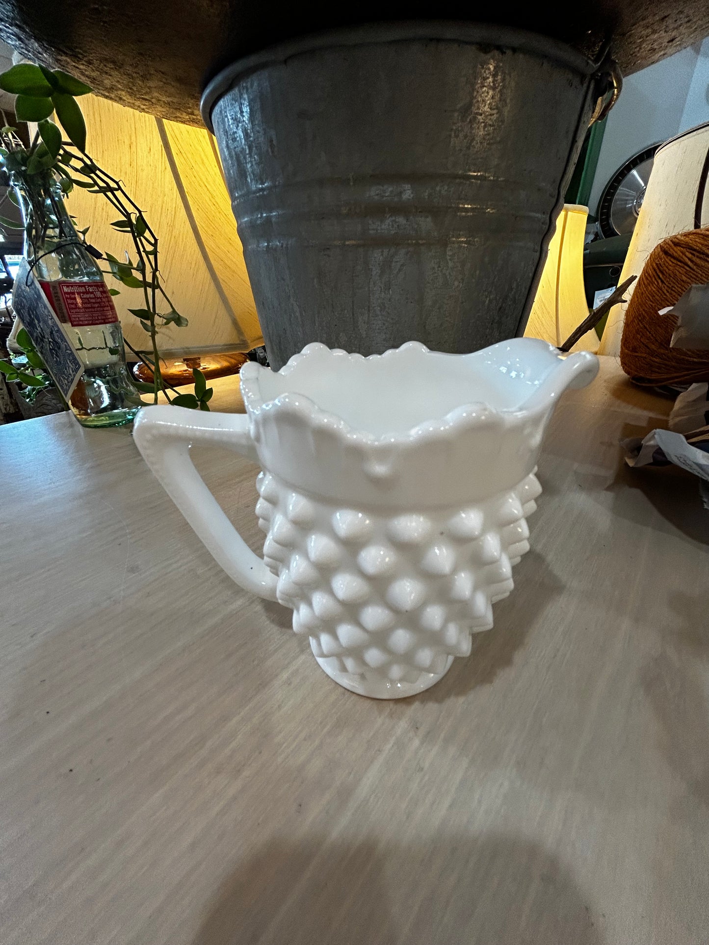 Fenton Hobnail Milk Glass Creamer Container
