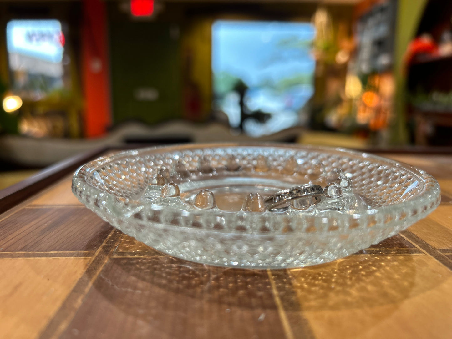 Vintage Small Candlewick Hob Nail Pressed Clear Glass Ash Tray