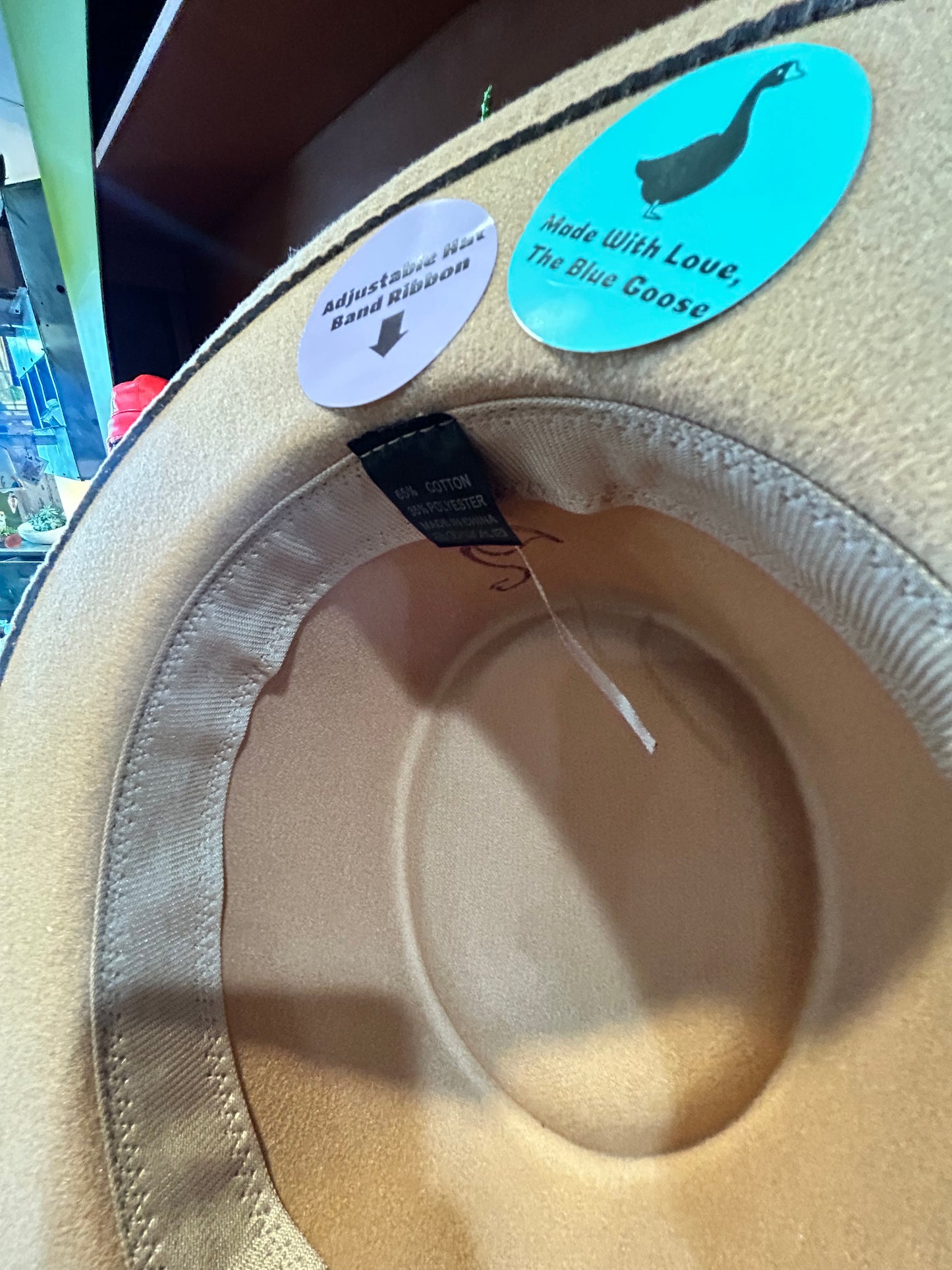 Tan Hat Aztec Burn- Hand Painted Brown Detail- Black Band