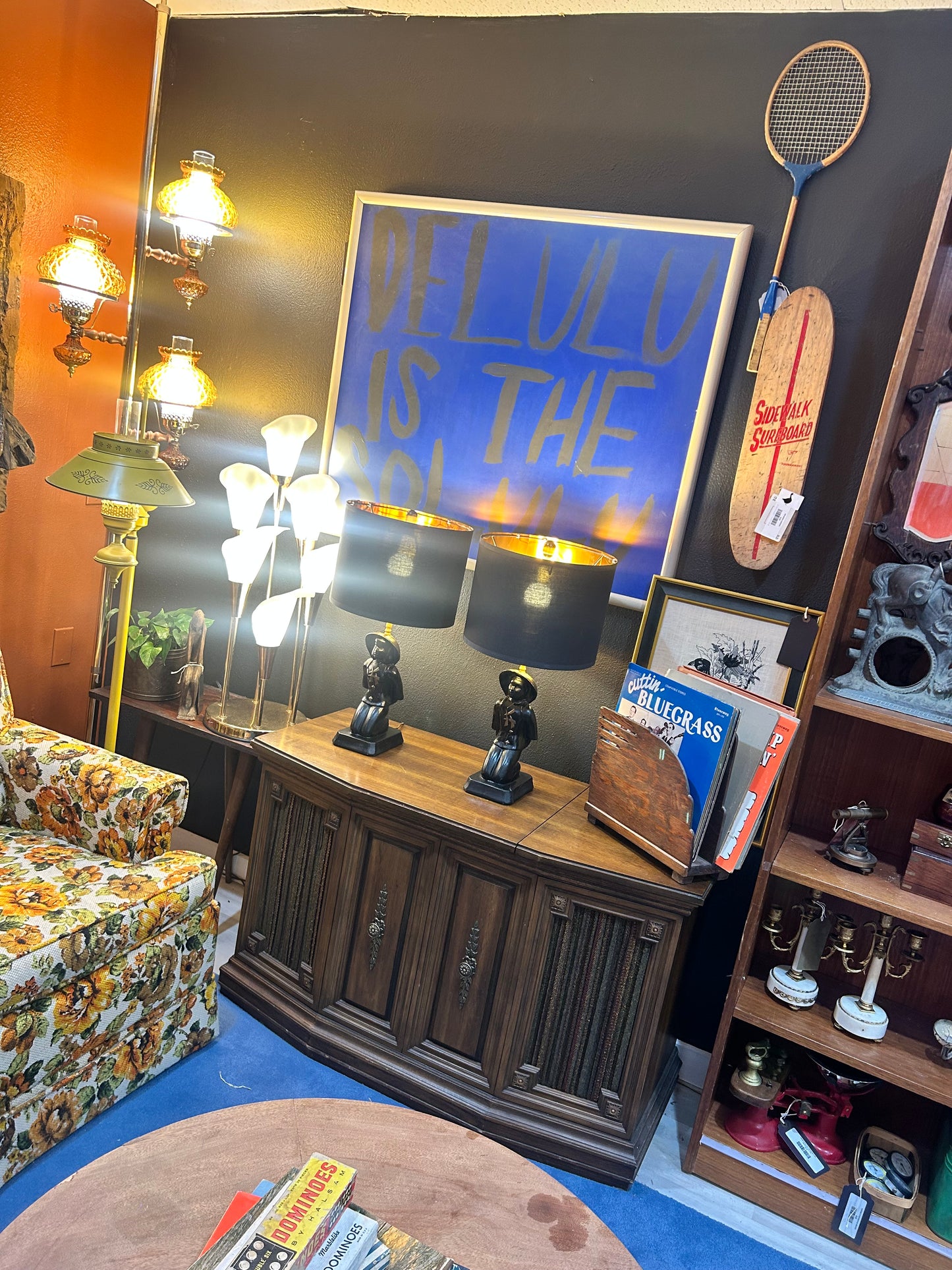 MCM Floor to Ceiling Amber Glass Lamp- All Original