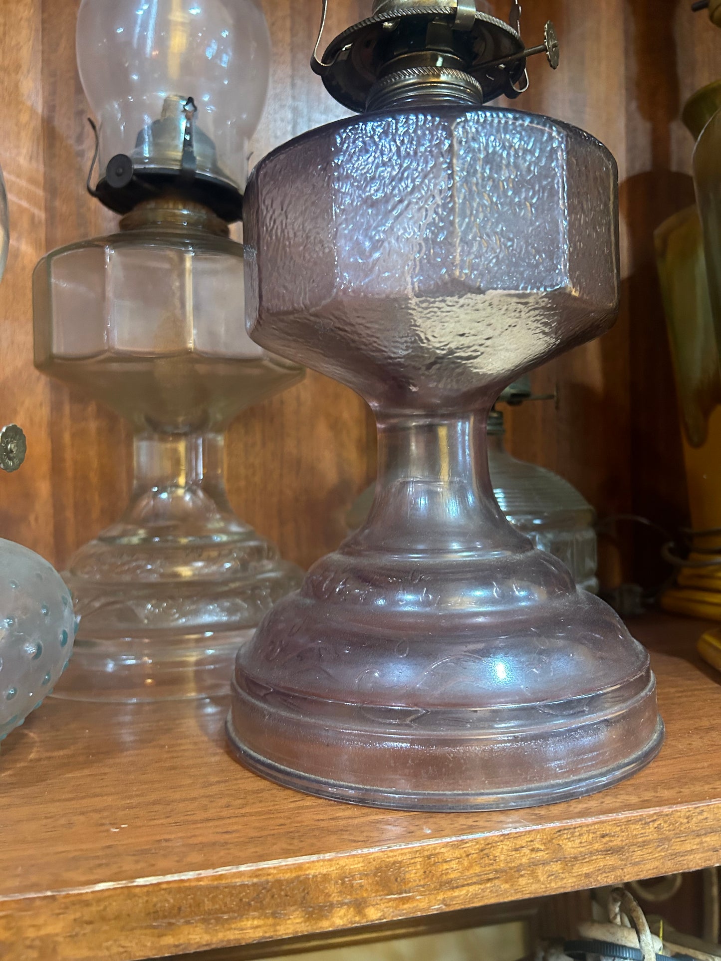 Antique Clear Oil Lamp with Hurricane Lantern