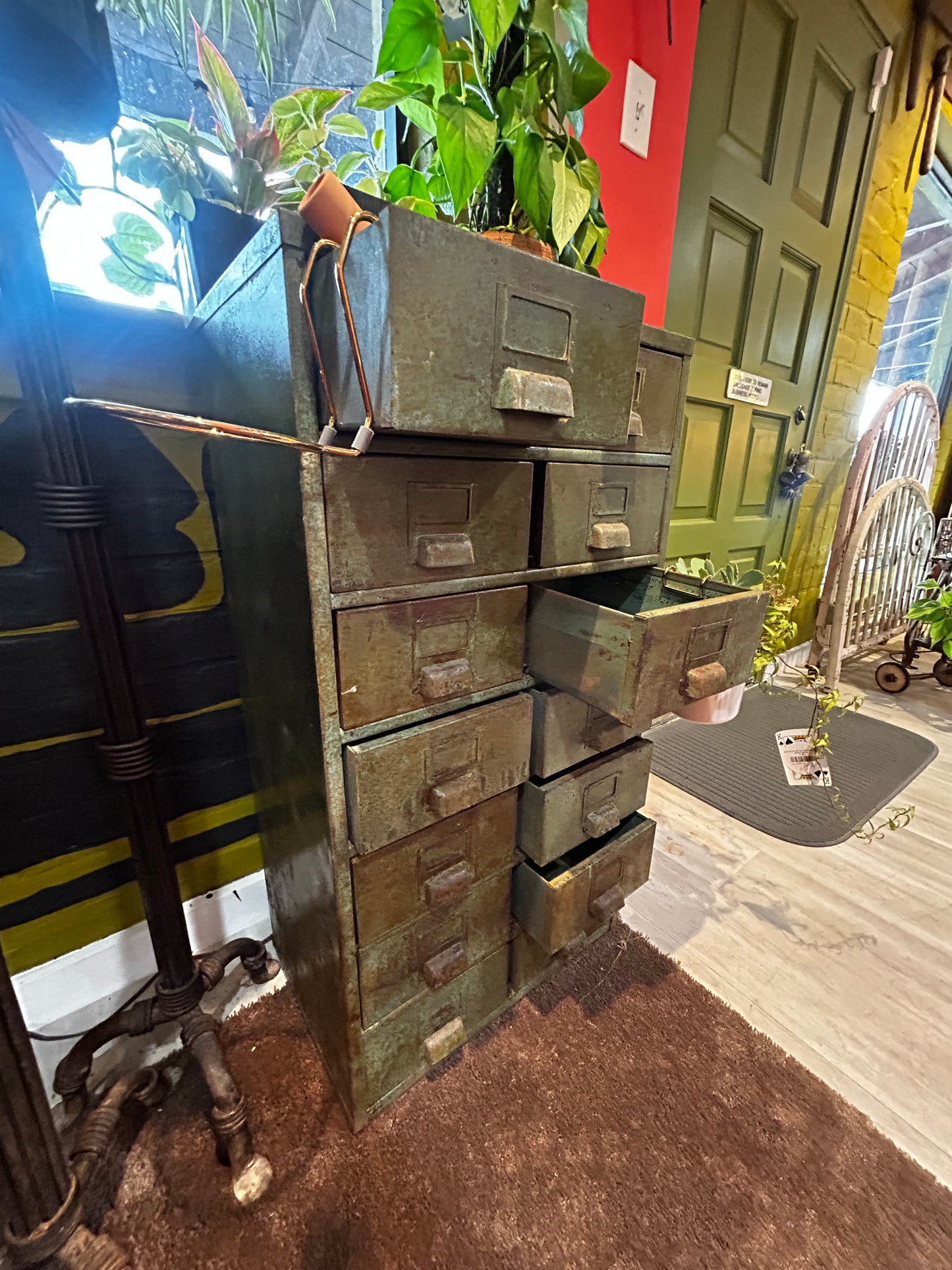 Vintage Industrial Metal File Cabinet- OD Green