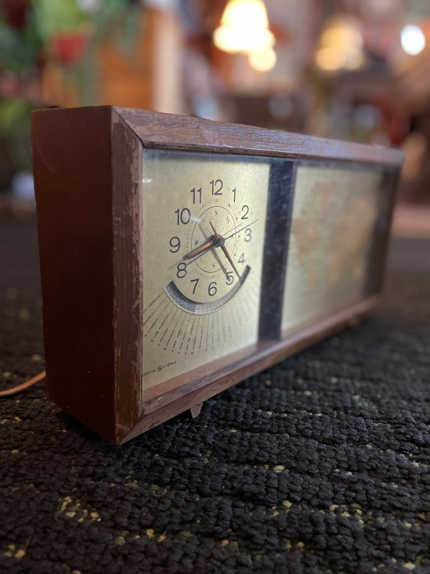 Vintage GE World Map- Bedside Clock