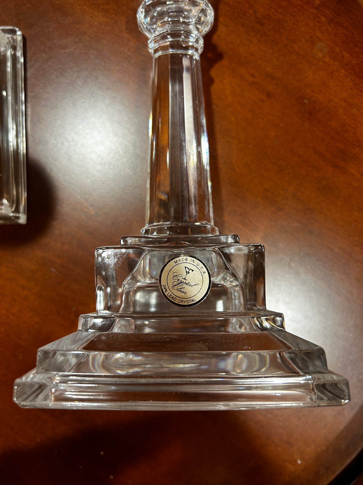 Set of Lead Crystal Candlestick Holders