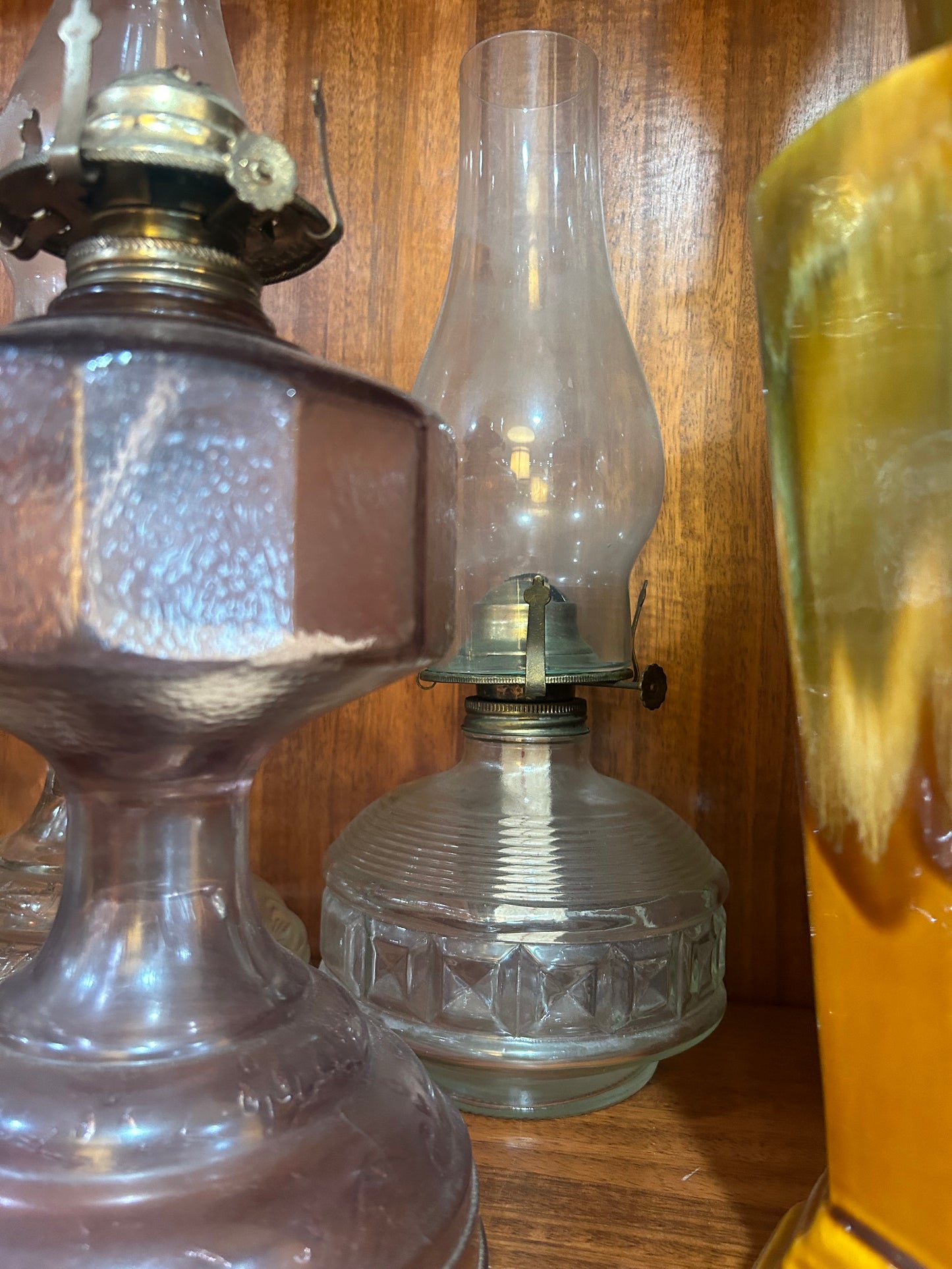 Antique Clear Oil Lamp with Hurricane Lantern