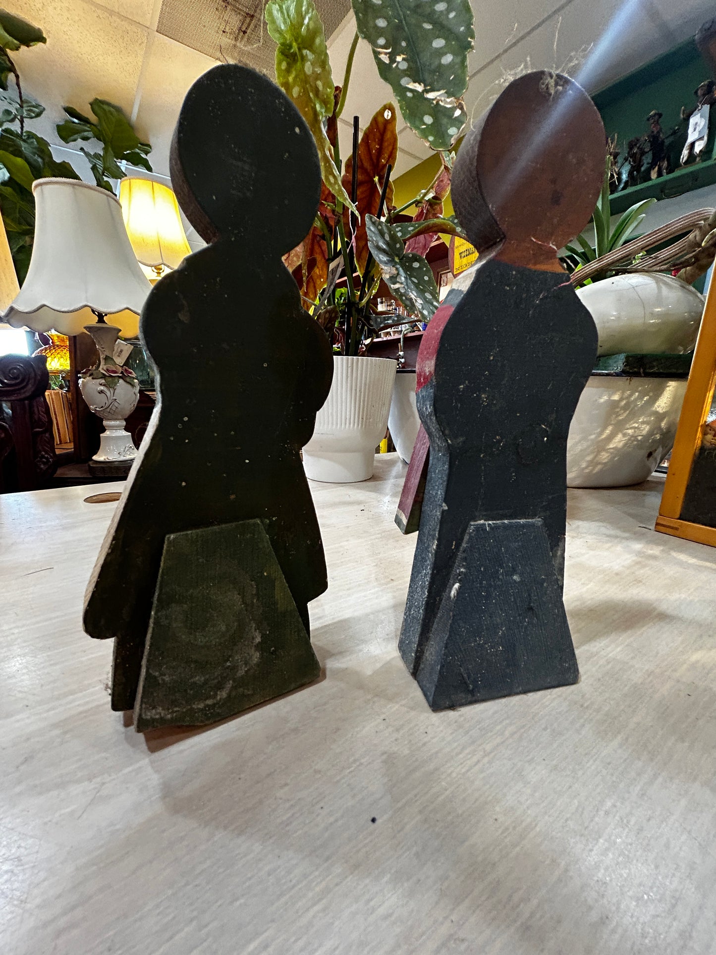 Wooden Americana Folk Art Couple-Rare