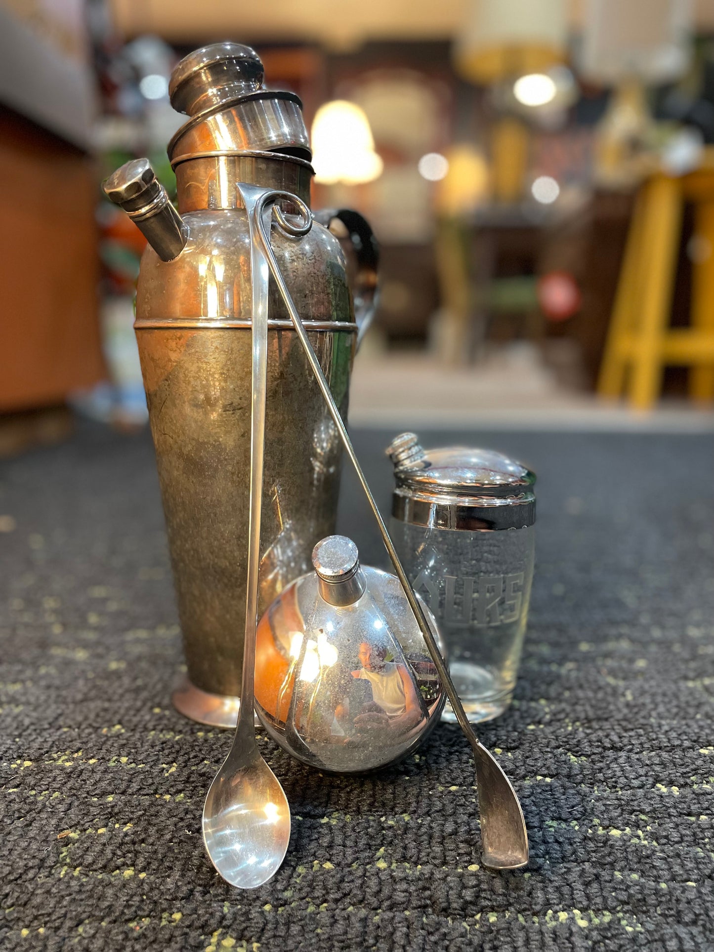 Antique Bernard Rice’s Sons Apollo Silver Plate Cocktail Shaker Set- 1920’s
