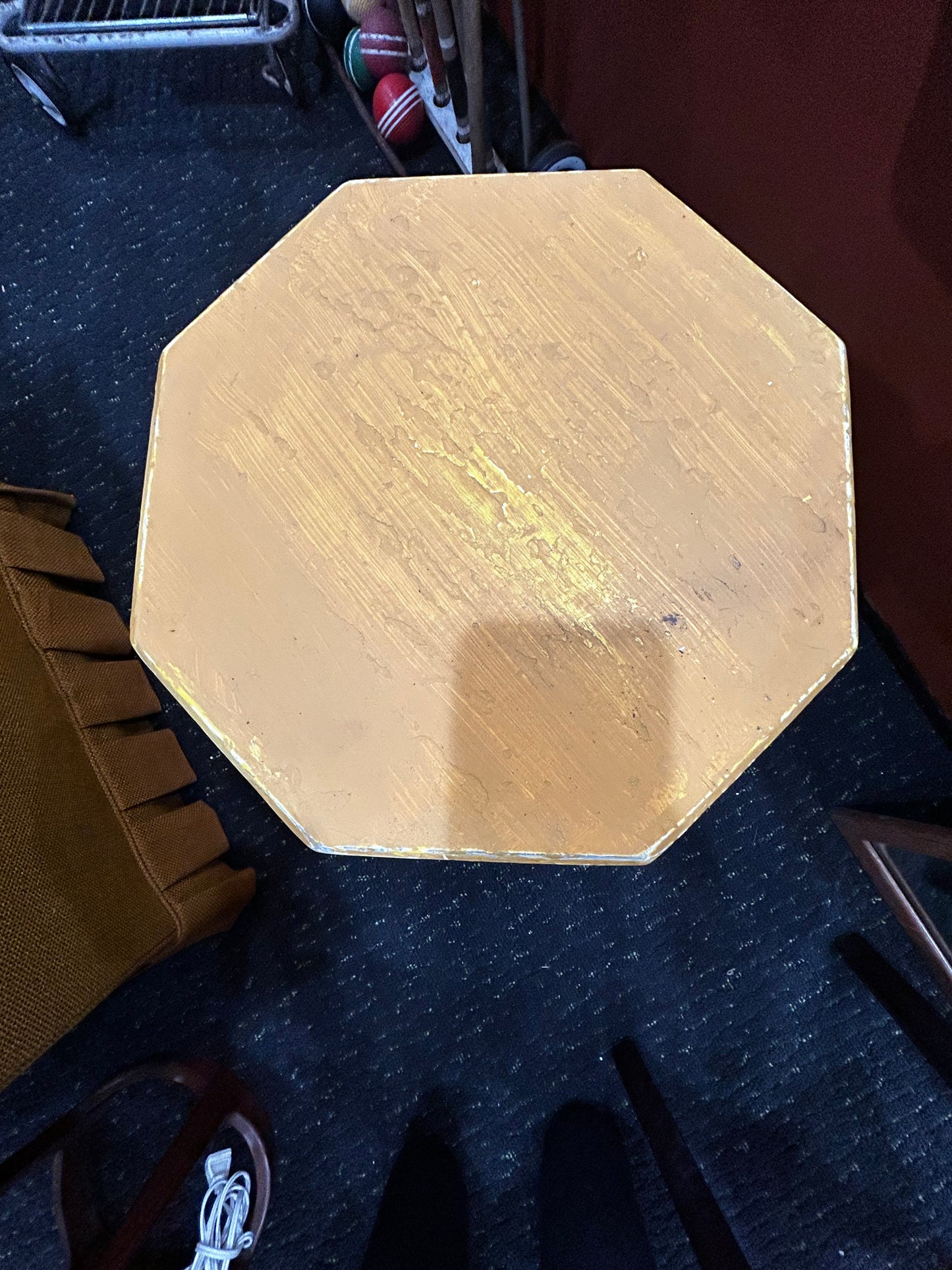 Vintage Yellow Octagon Barstool/Plant Stand