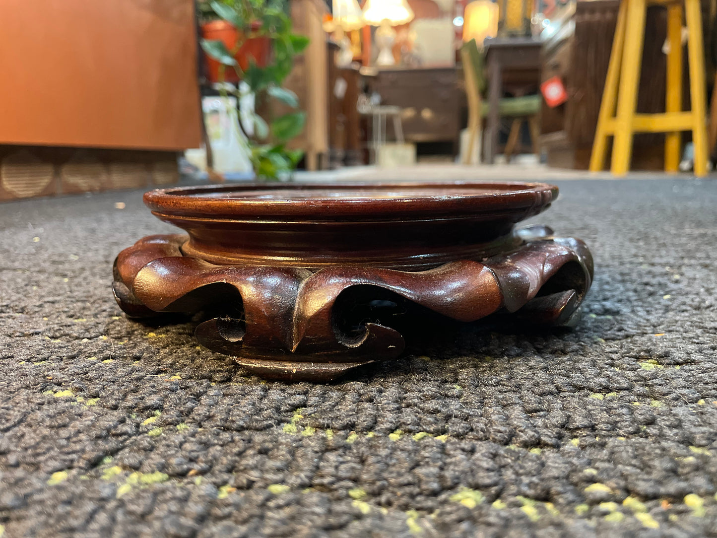 Hand Carved Rosewood Oriental Vase/Plant Stand- 1950’s