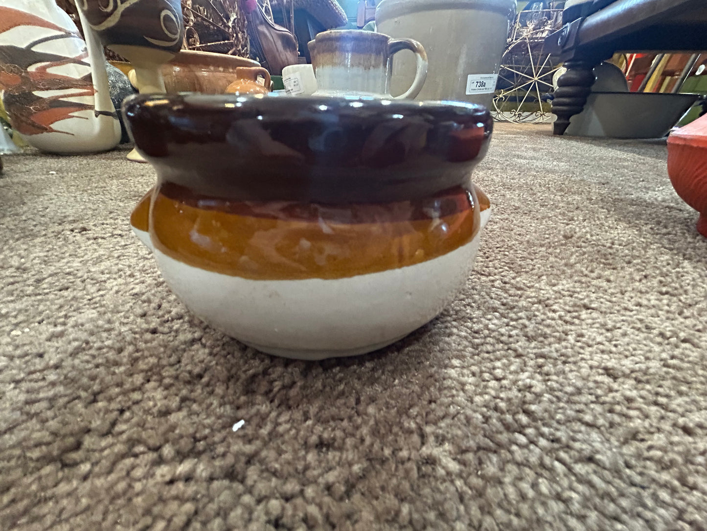 Vintage Tricolr Stoneware Crock- No Lid