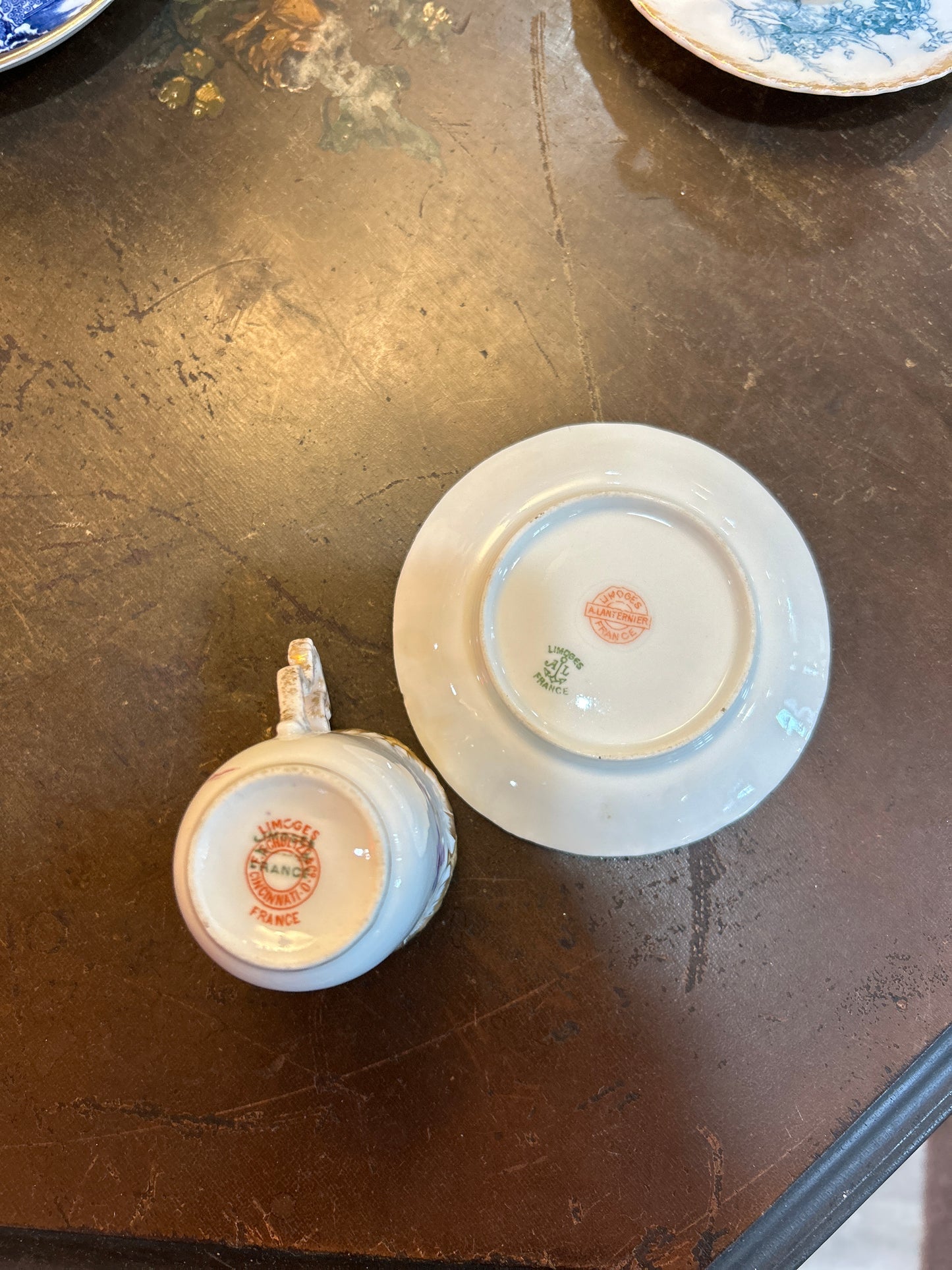 Antique Limoges France Demitasse Teacup and Saucer Set