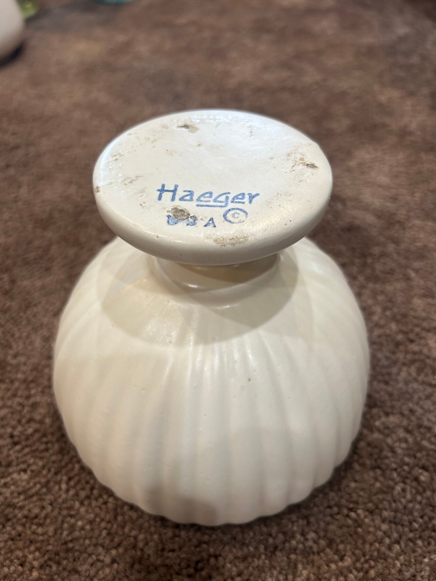 Vintage Haeger Cream Ribbed and Footed Bowl