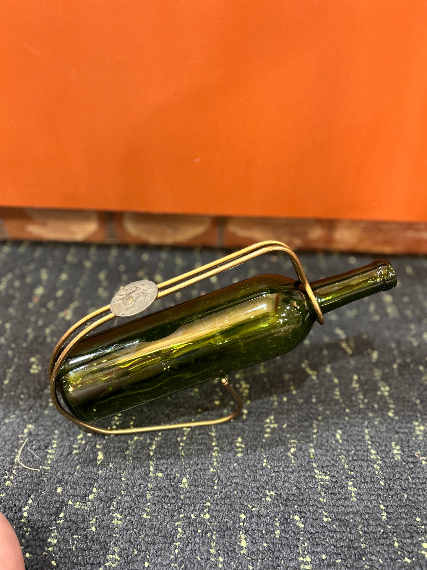 Antique Brass Wine Server- Primitive Western Brooch Detail