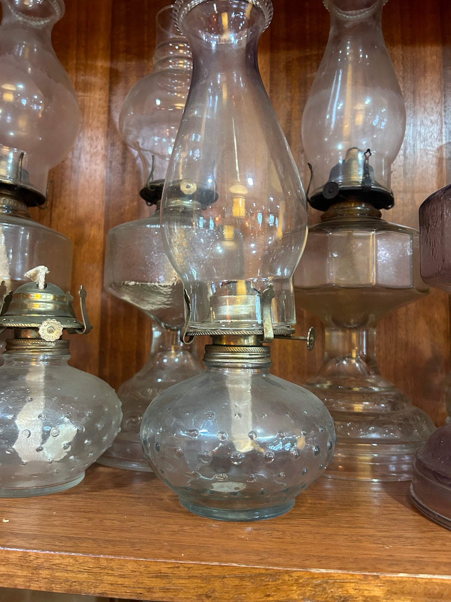 Antique Clear Oil Lamp with Hurricane Lantern