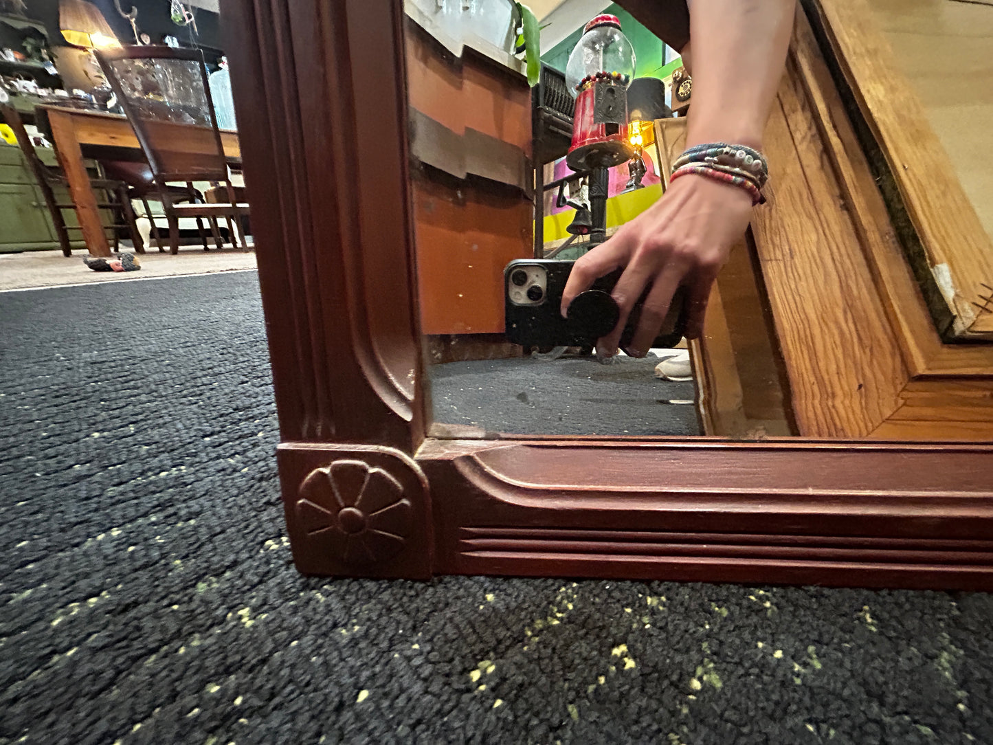 Antique Mahogany Beveled Wall Mirror 35