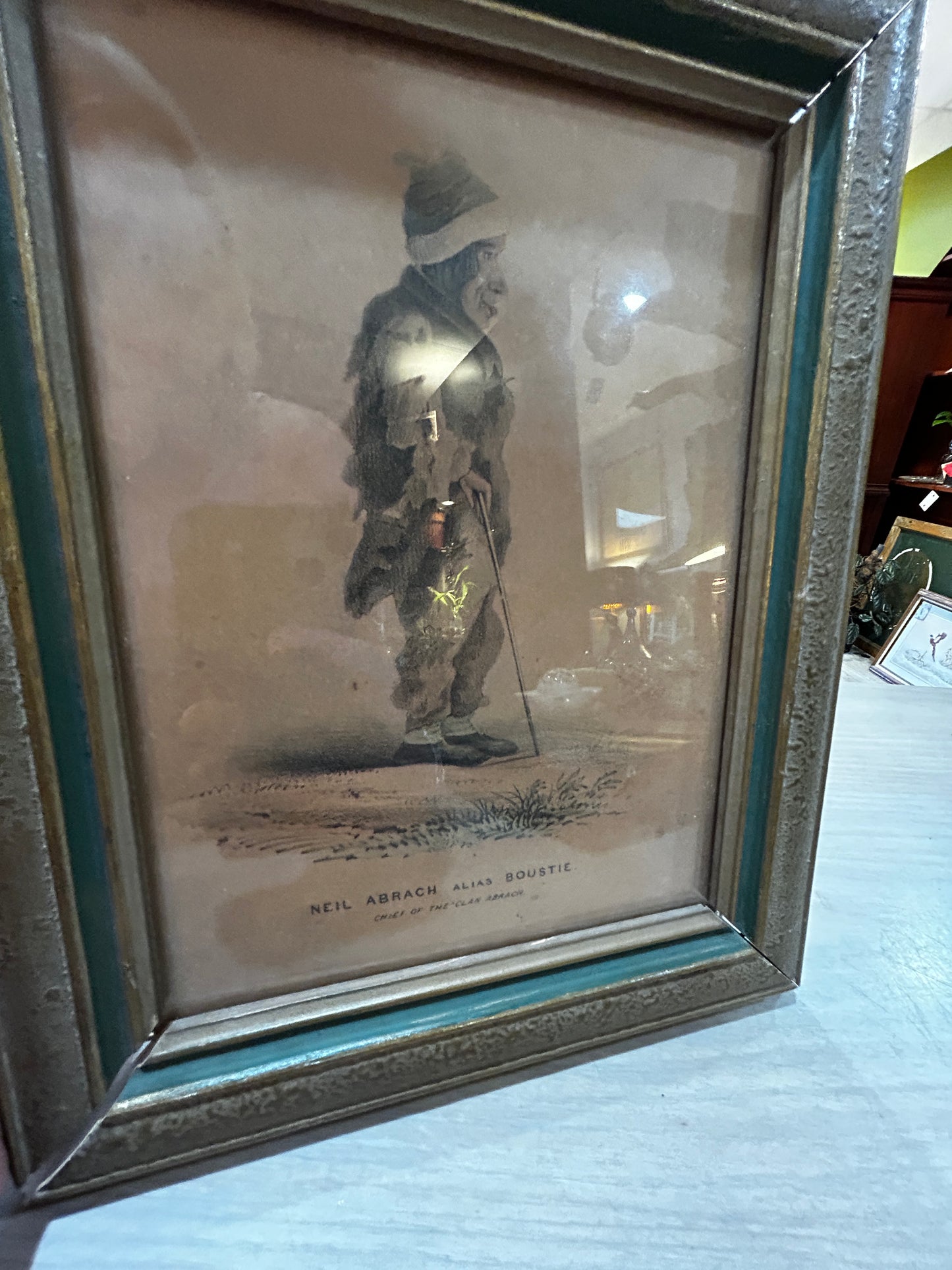 Antique Framed Chief of Clan Abrach Lithograph- Framed