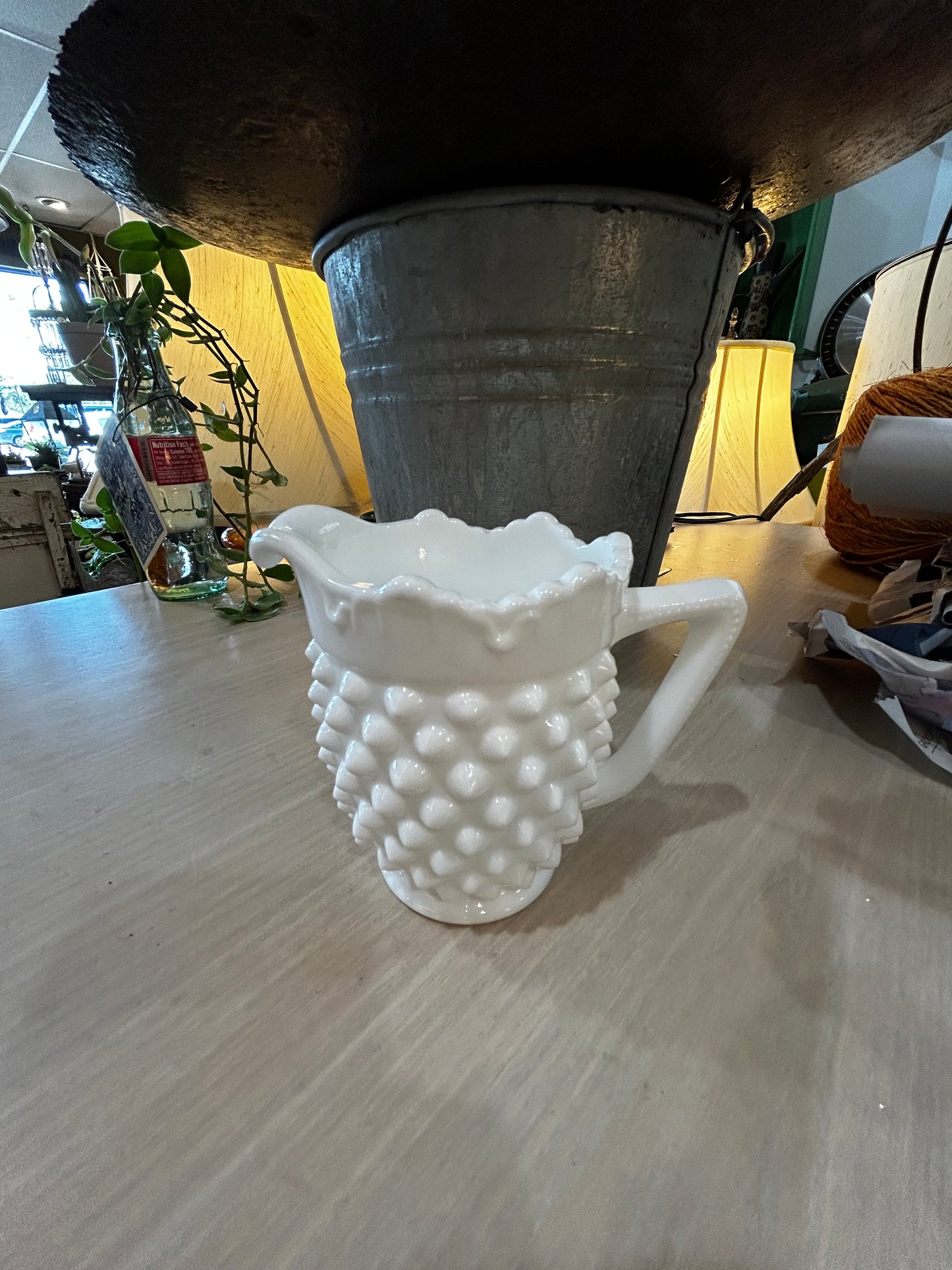 Fenton Hobnail Milk Glass Creamer Container