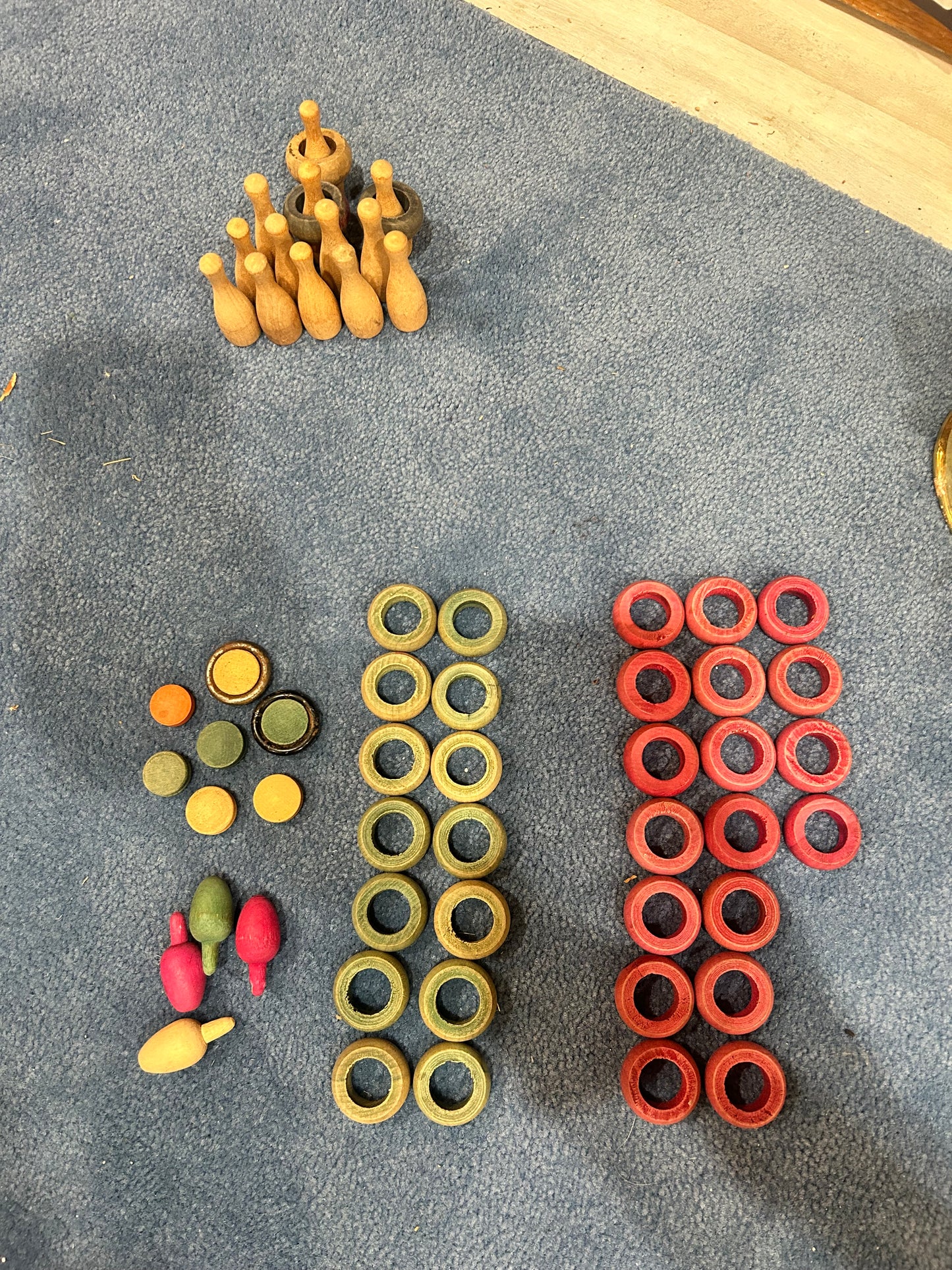 Vintage Wooden Carrom Board Game Pieces