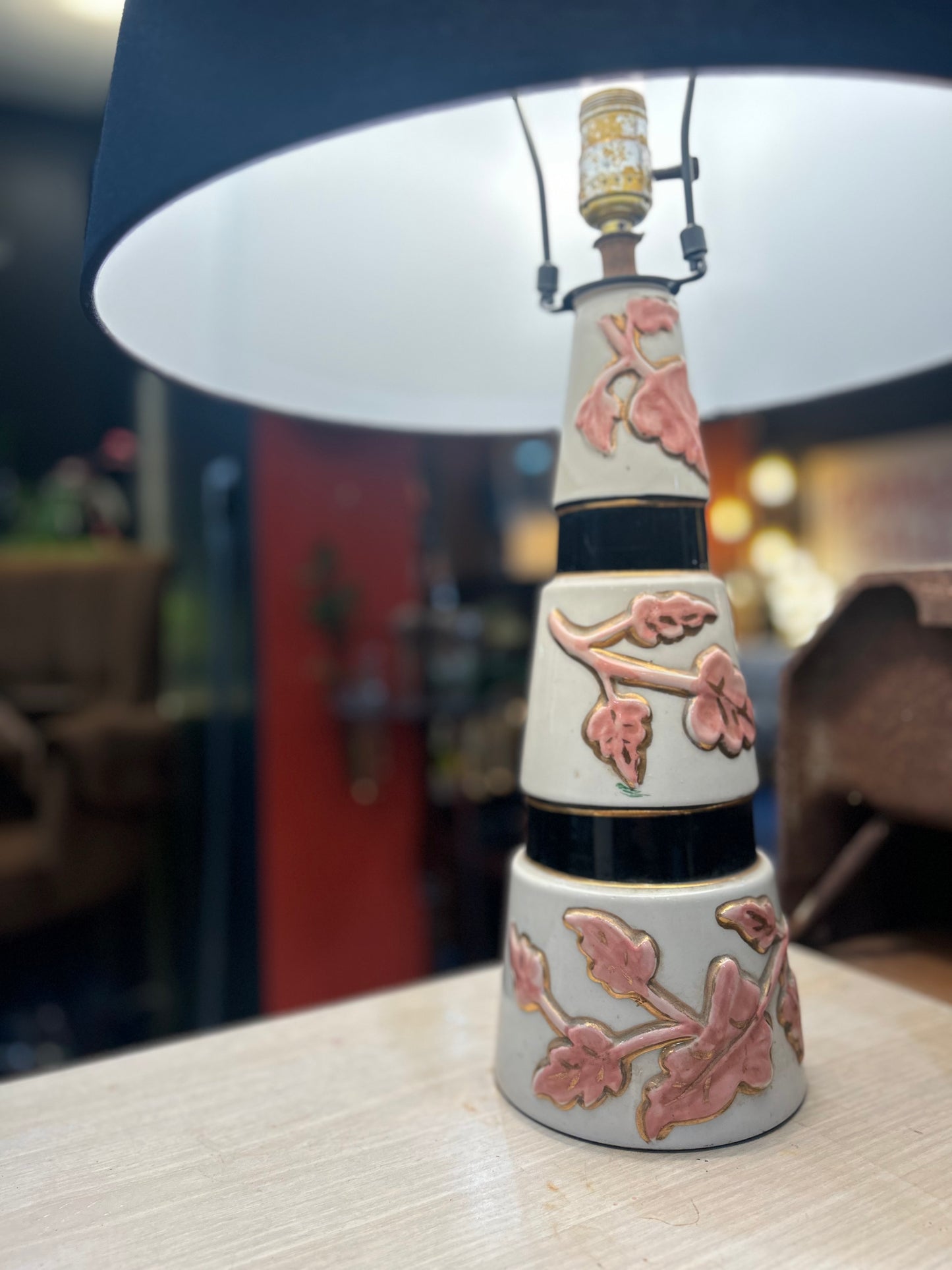 MCM White and Black with Pink and Gold Accents- Black Shade