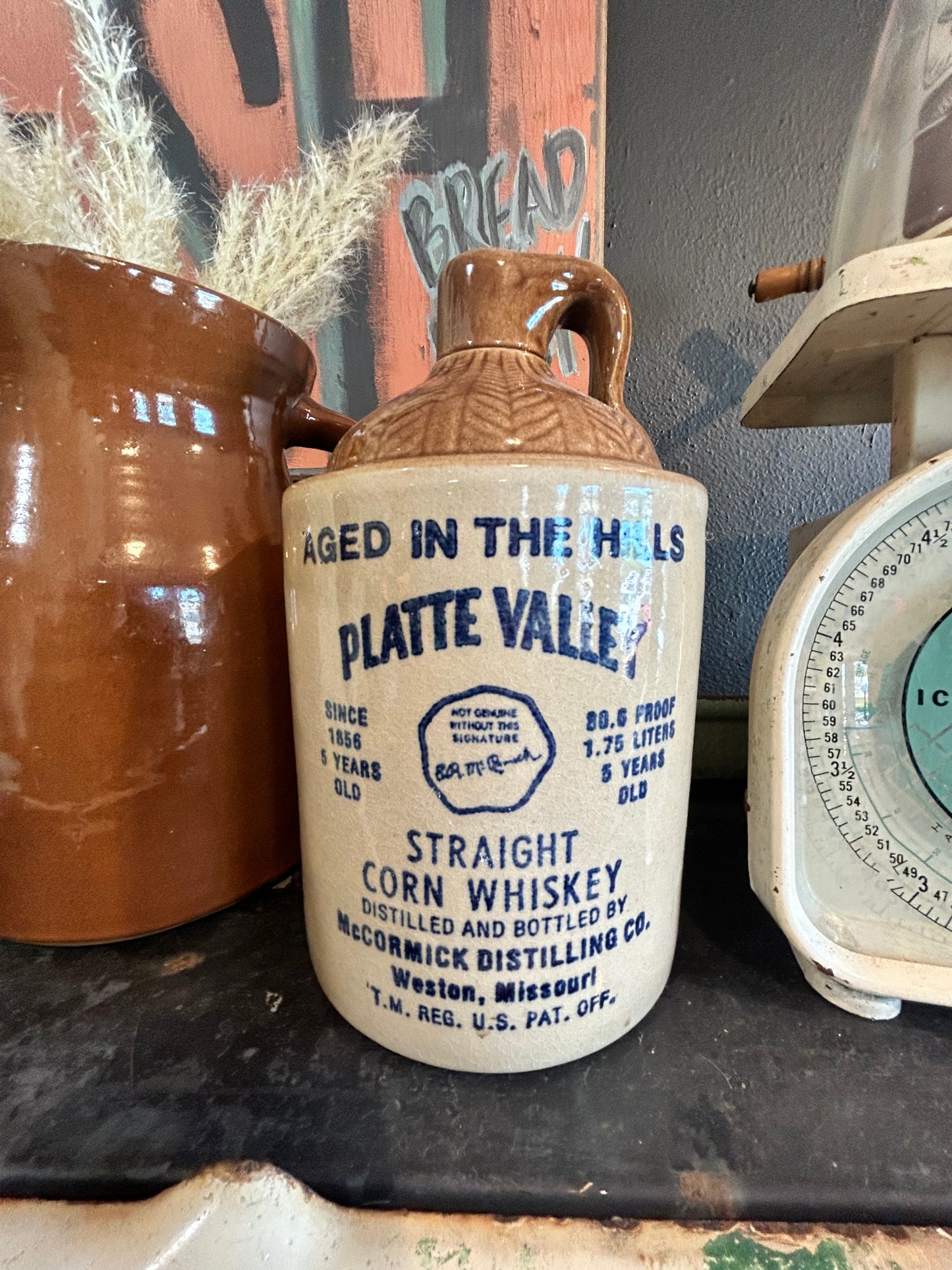 Vintage Primitive Stoneware Whiskey Jug