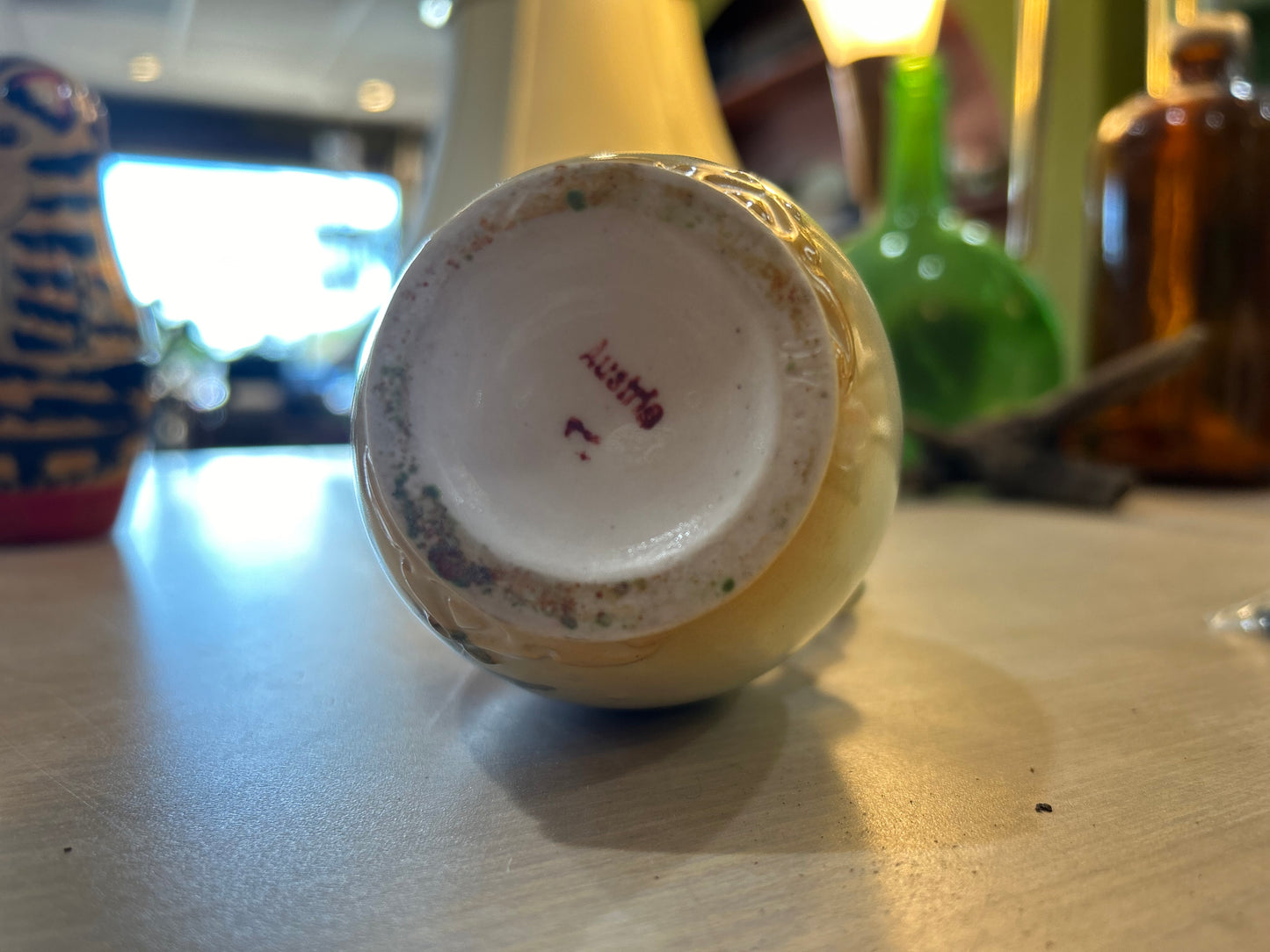 Austrian Bud Vase- Floral Design with Gold Trim