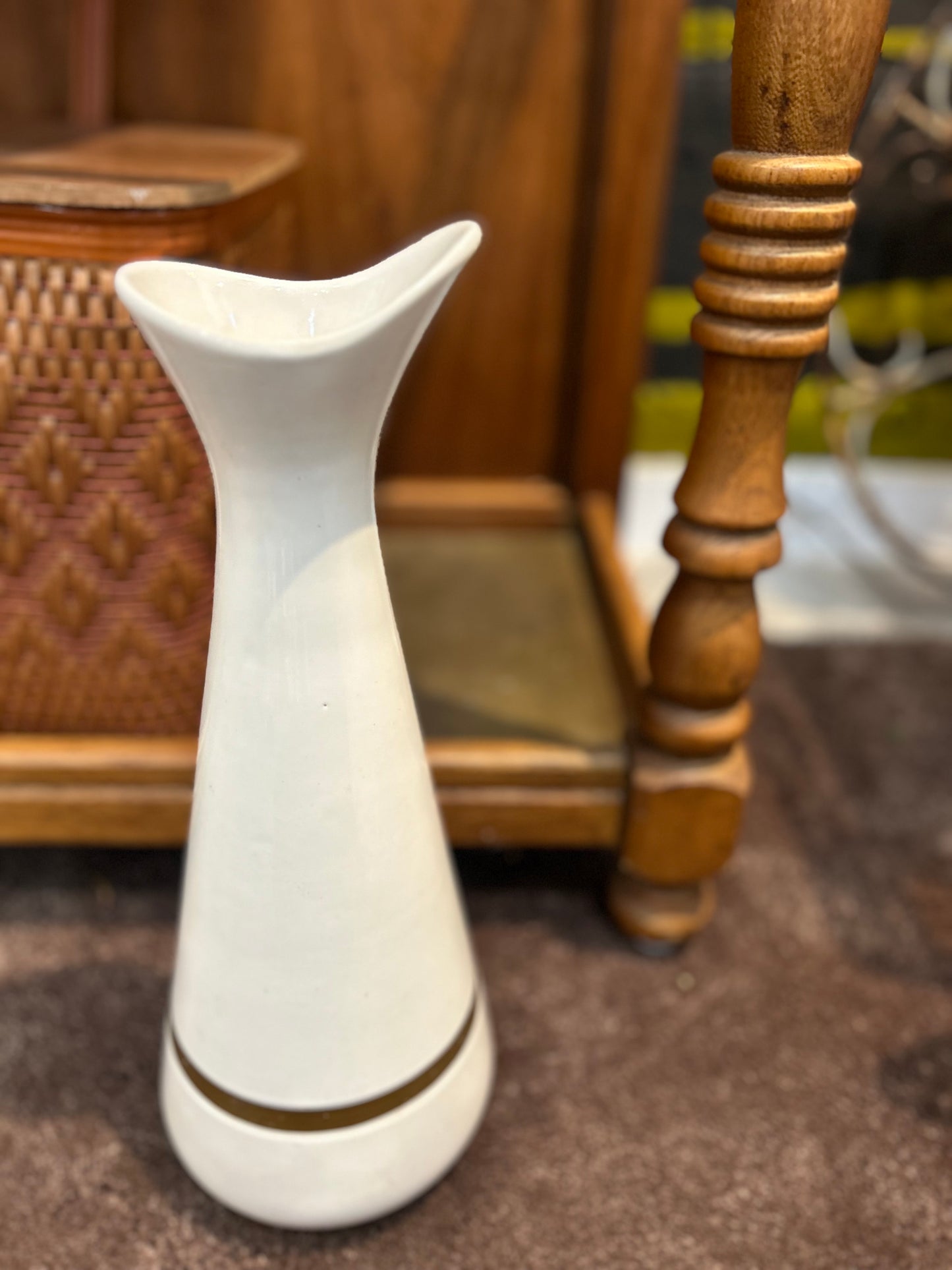 White Hourglass Ceramic Vase- Hull