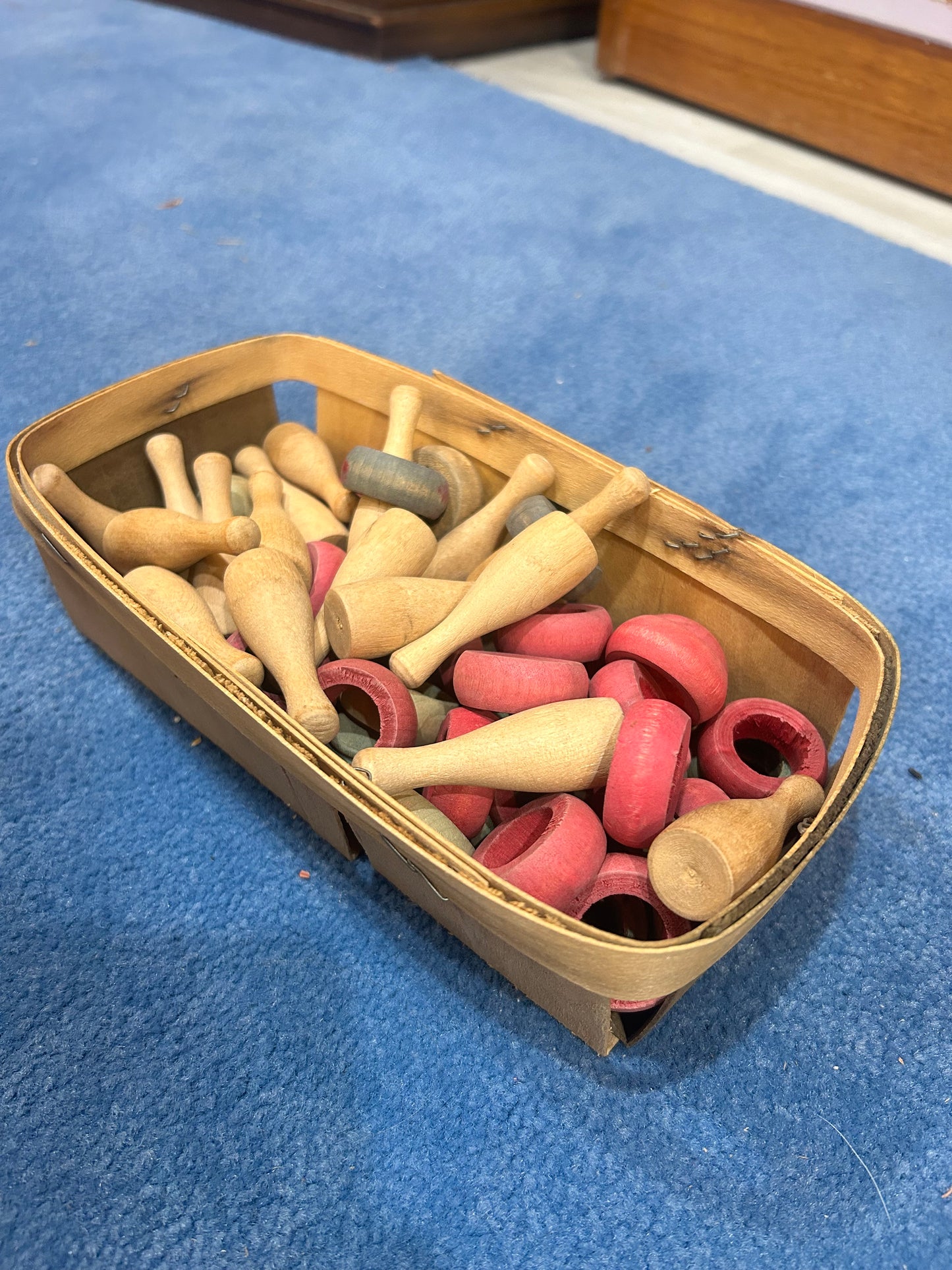 Vintage Wooden Carrom Board Game Pieces