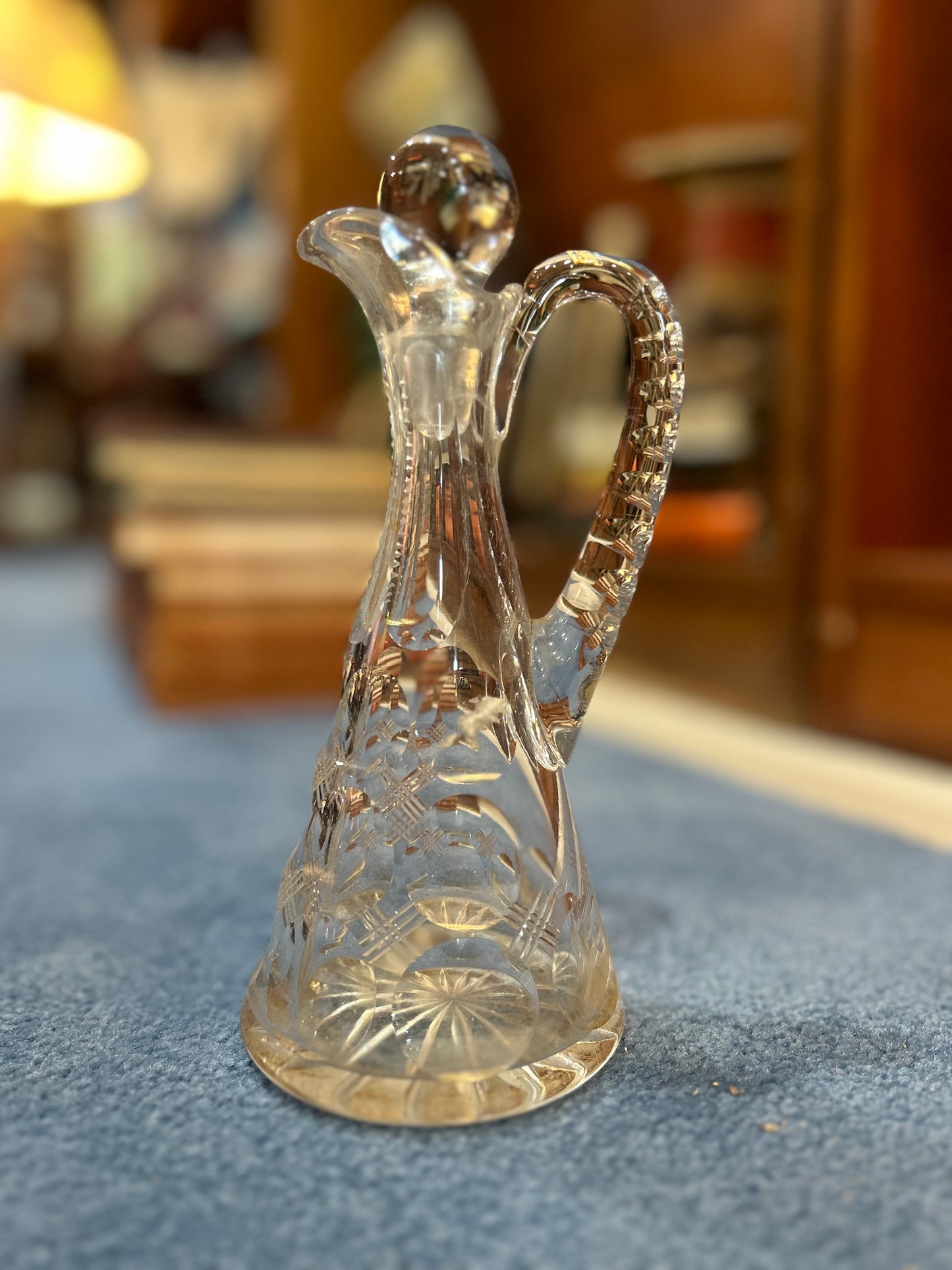 Antique Brilliant Cut Glass Cruet- Star Burst Design