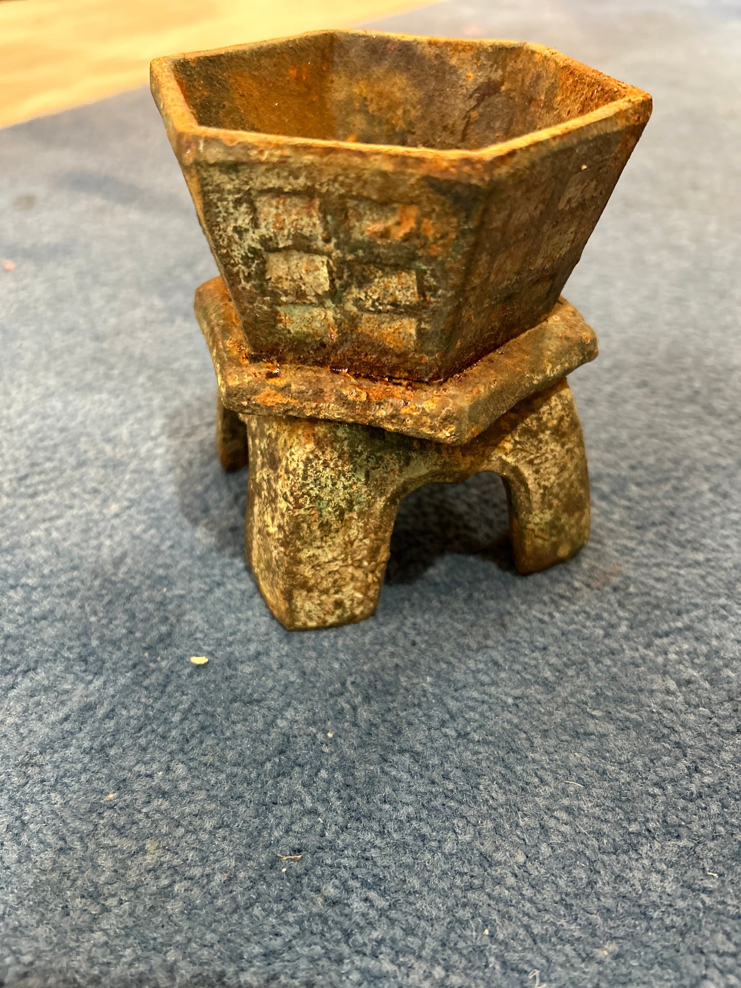 Gorgeous Patina Metal Oriental Planter