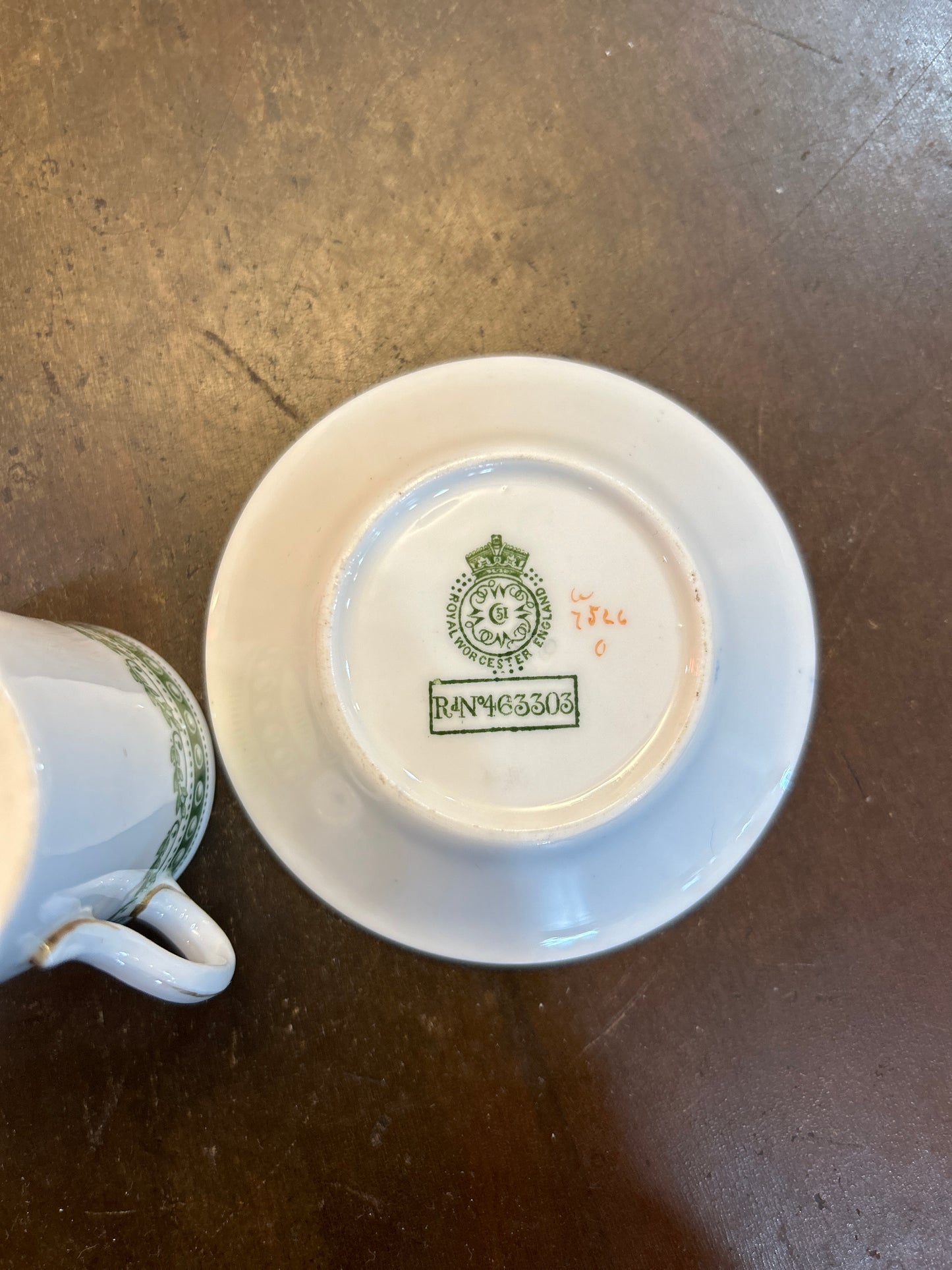 Royal Worcester England Demitasse Teacup and Saucer Set