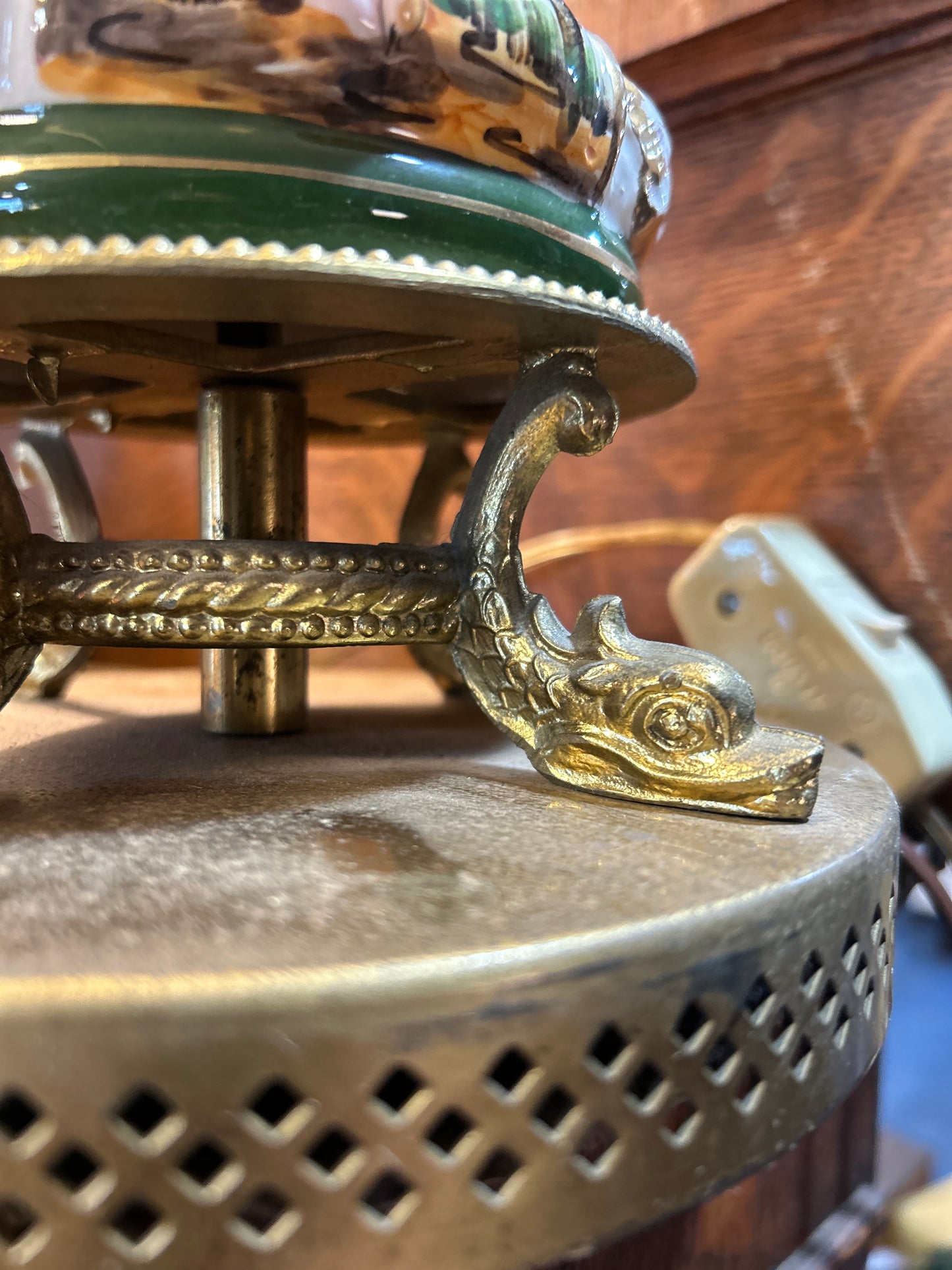 Vintage Italian Porcelain Capidimonte Cherub Lamp with Dolphin Base