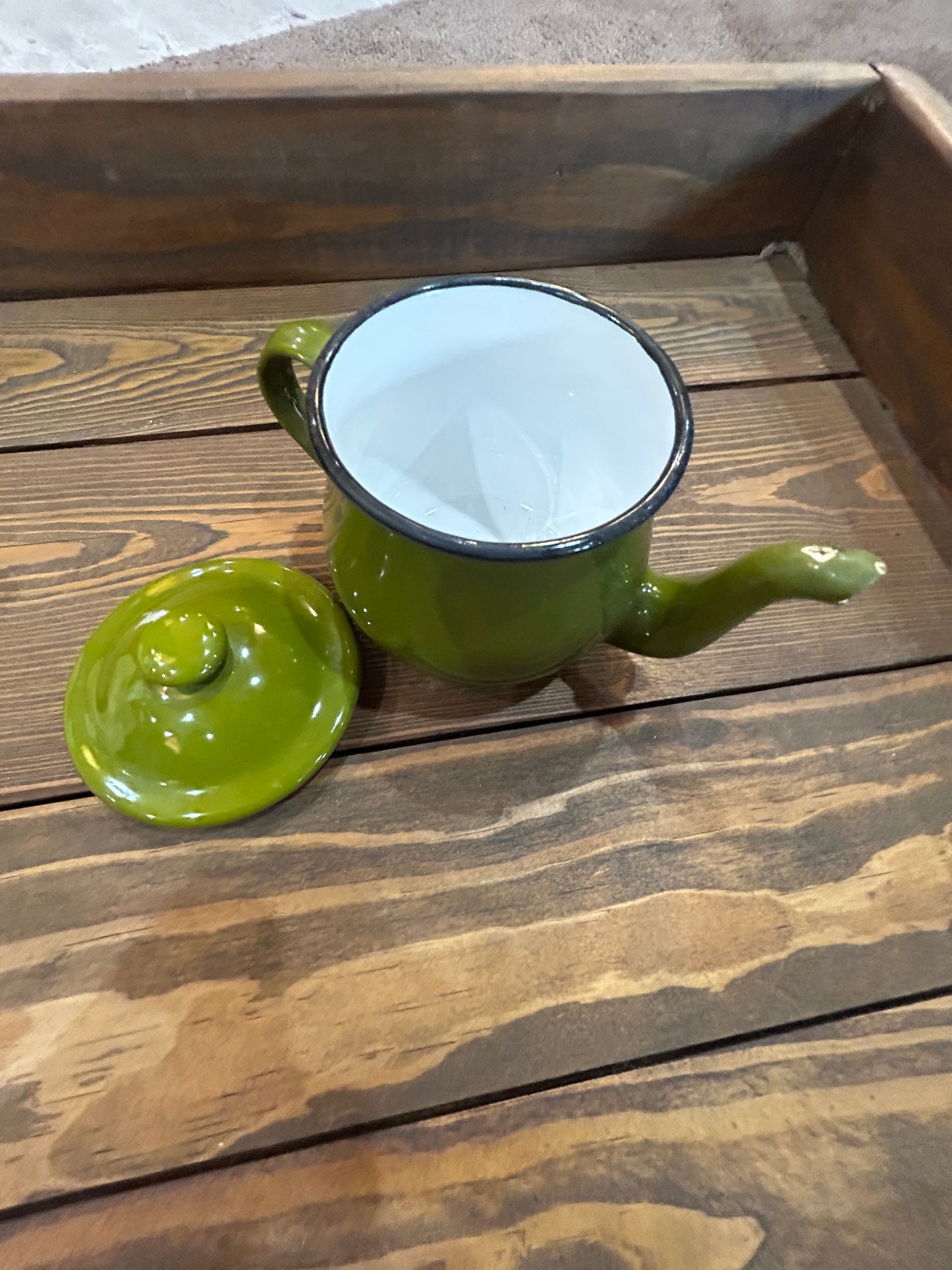Vintage Green Enamel Tea Pot
