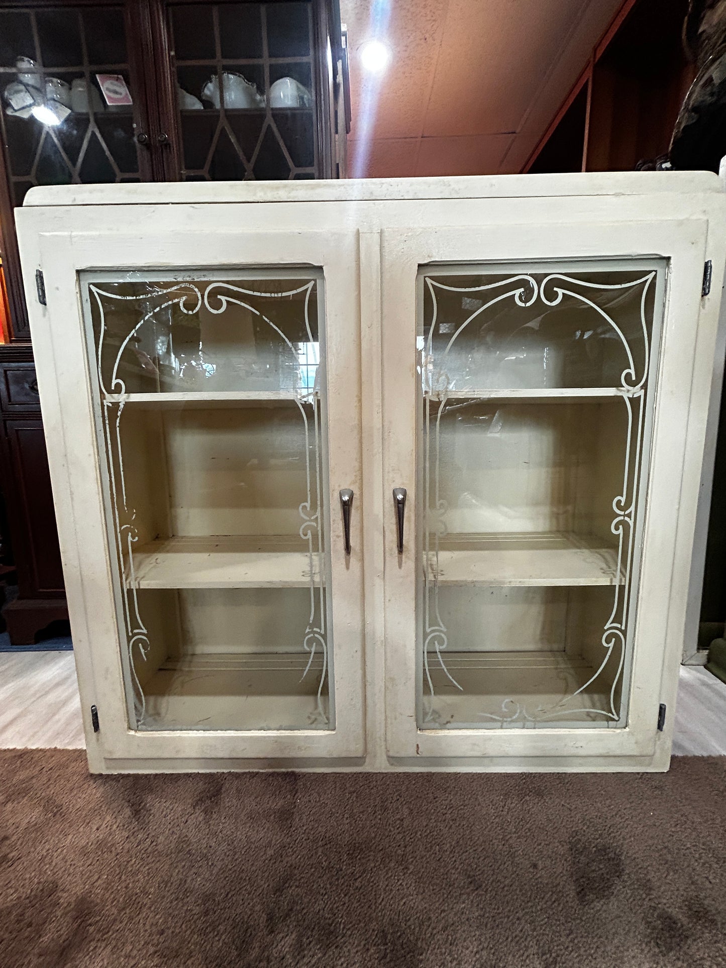 Antique Off White Apothecary Cabinet