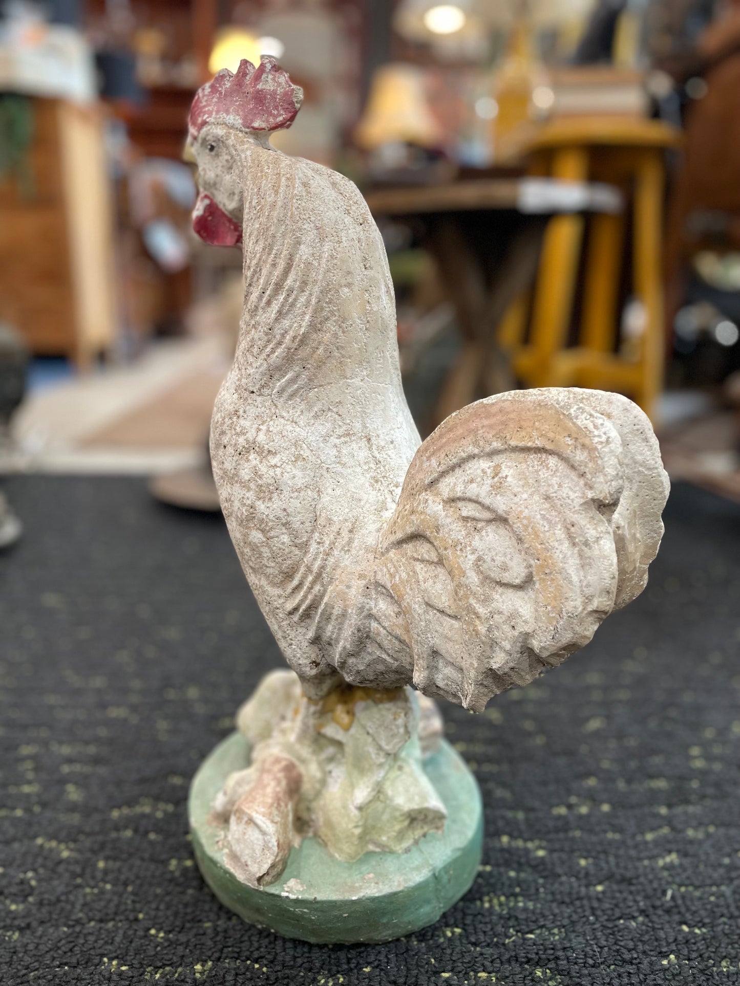 Concrete Rooster- Painted and Well Loved