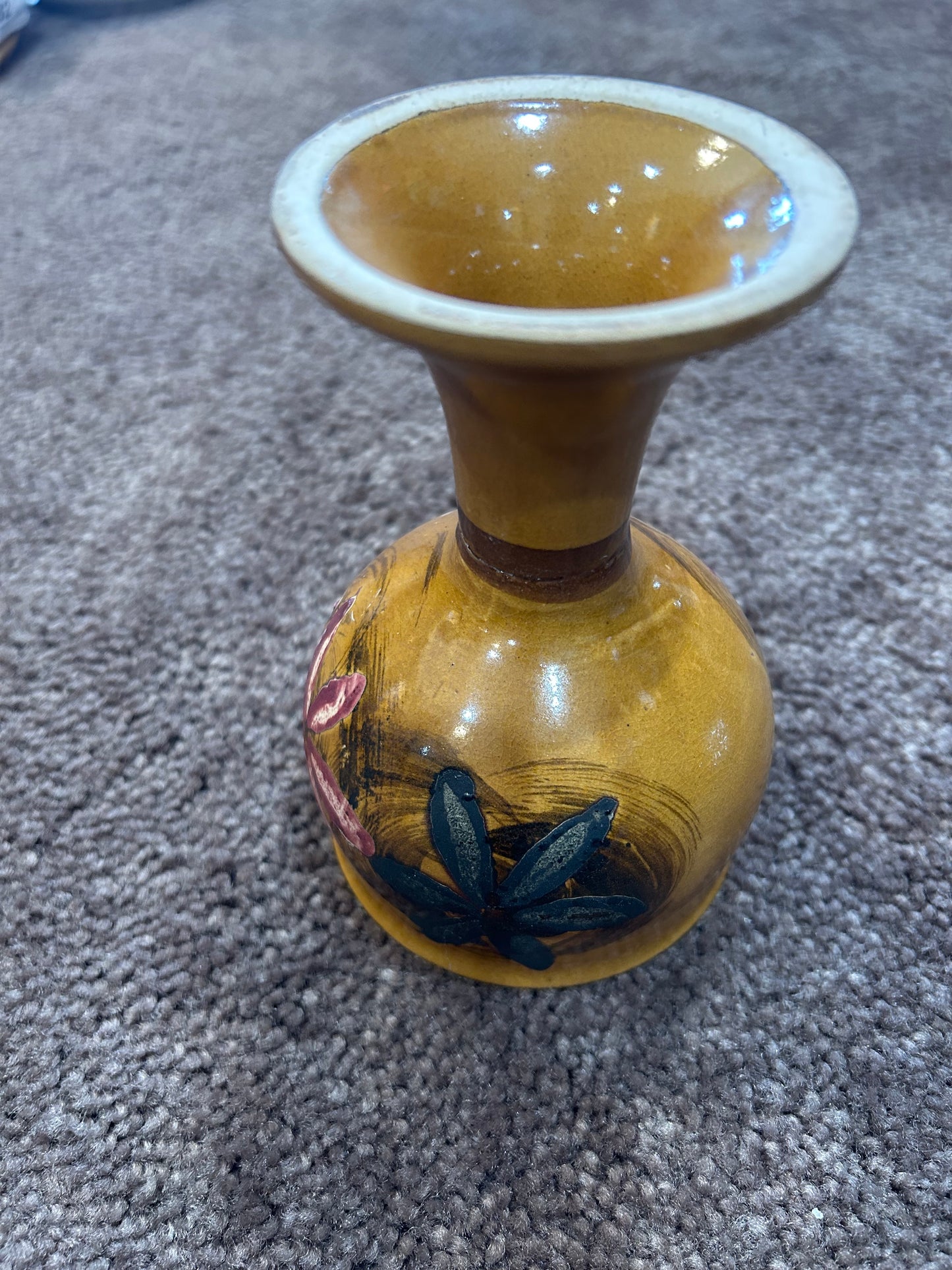 Vintage Hand Painted Stoneware Wine Goblet- For a Wine Goblin