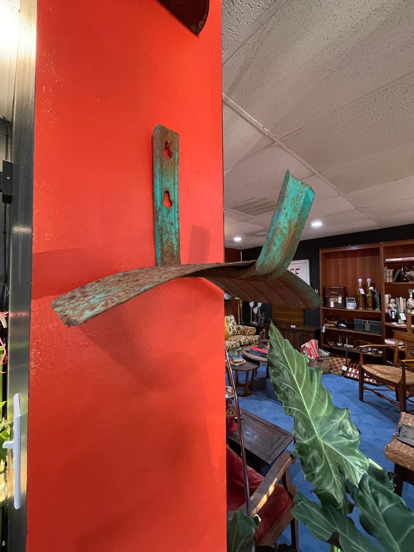 Vintage Green Metal Hose Holder