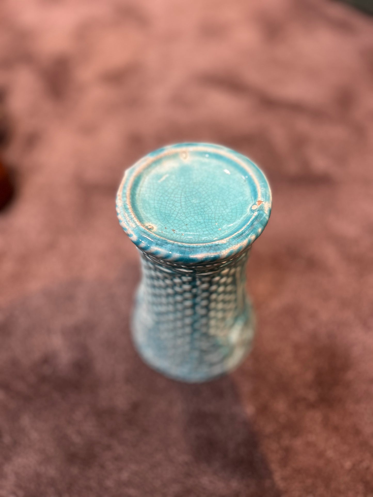 Vintage McCoy Basketweave Vase in Aqua