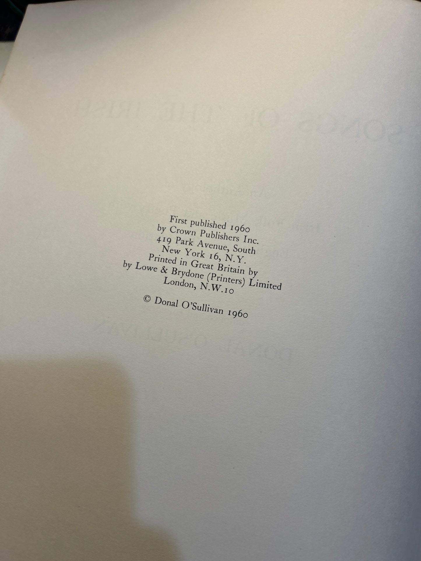 Vintage Songs of The Irish Book