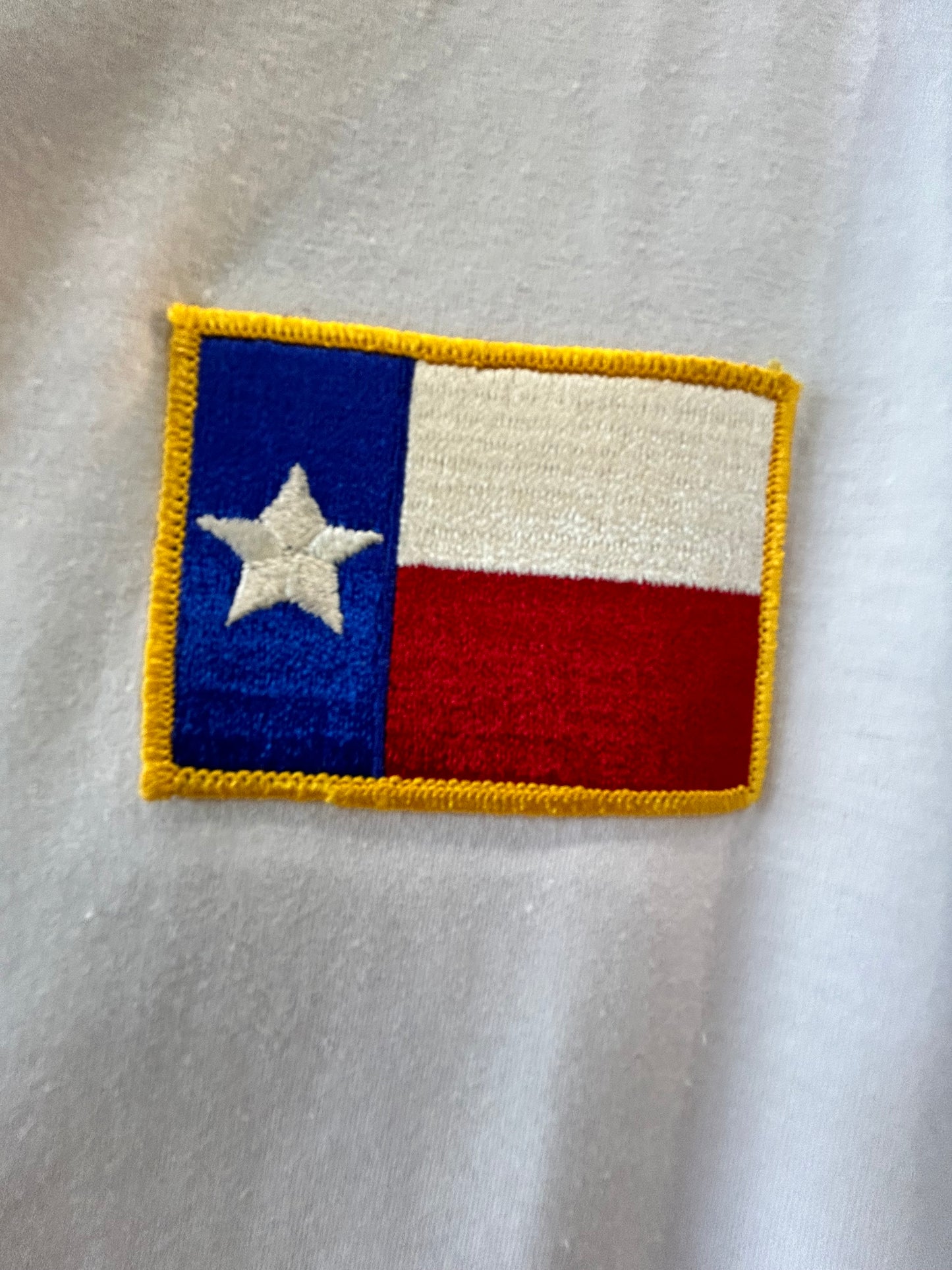 Vintage Texas Flag Shirt- White Blue Trim L