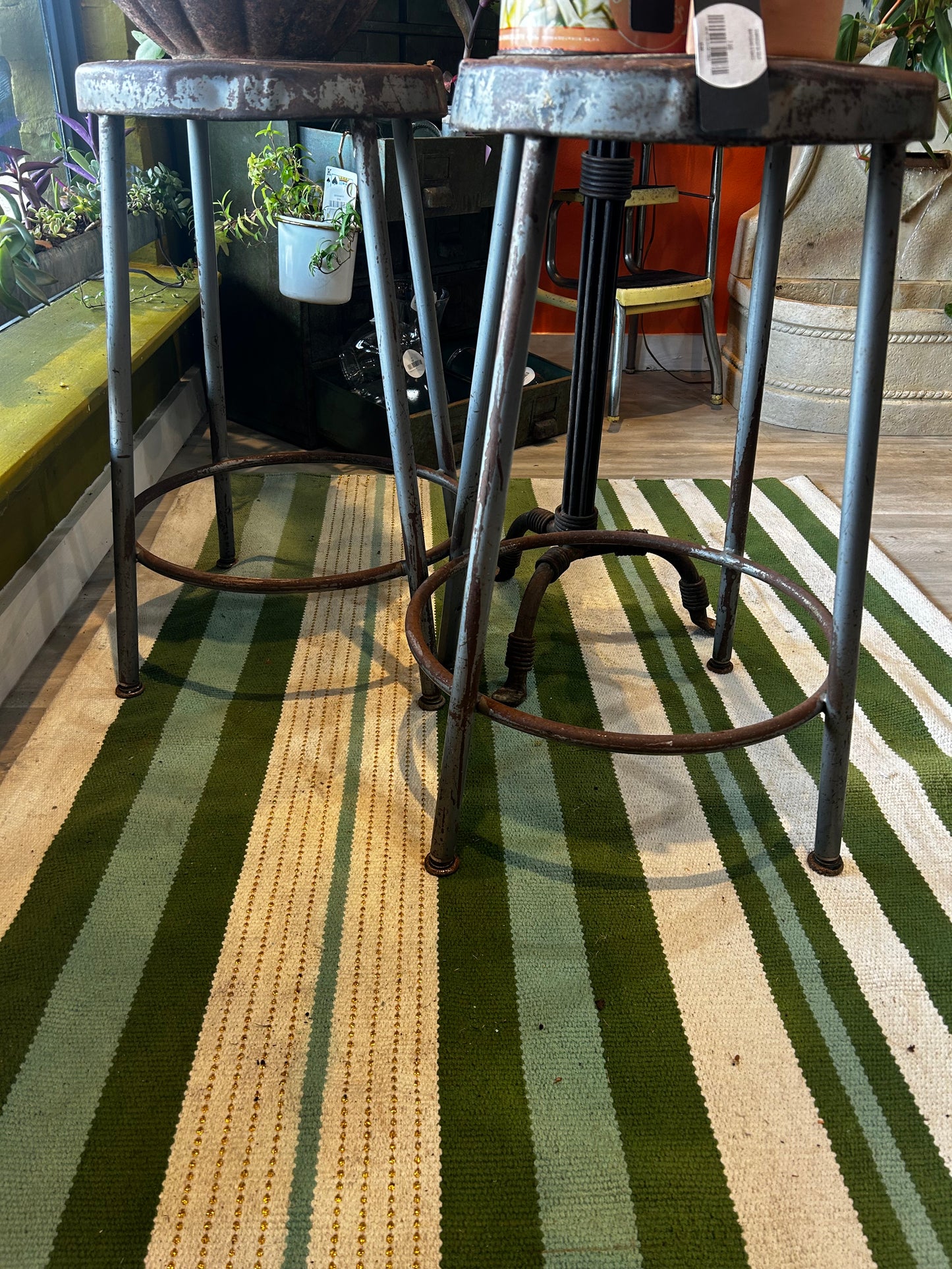 Vintage Metal Patina Bar Stool