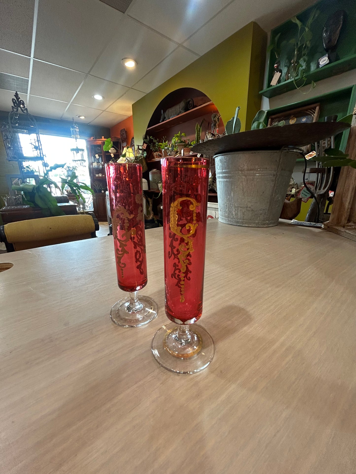 Pink Cranberry Glass Shooters- Set of 2