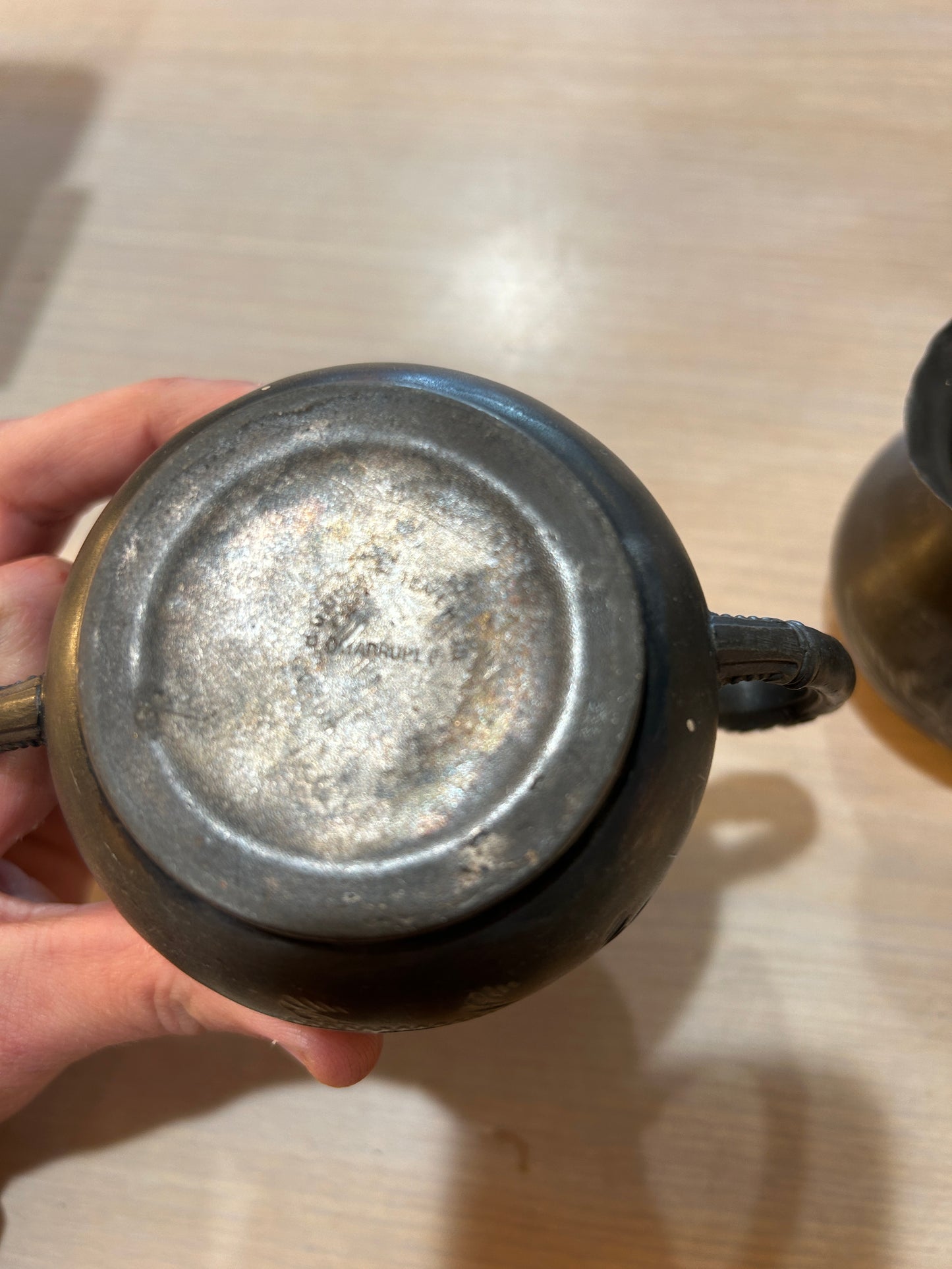 Quadruple Silver Plated Etched Creamer and Sugar Set