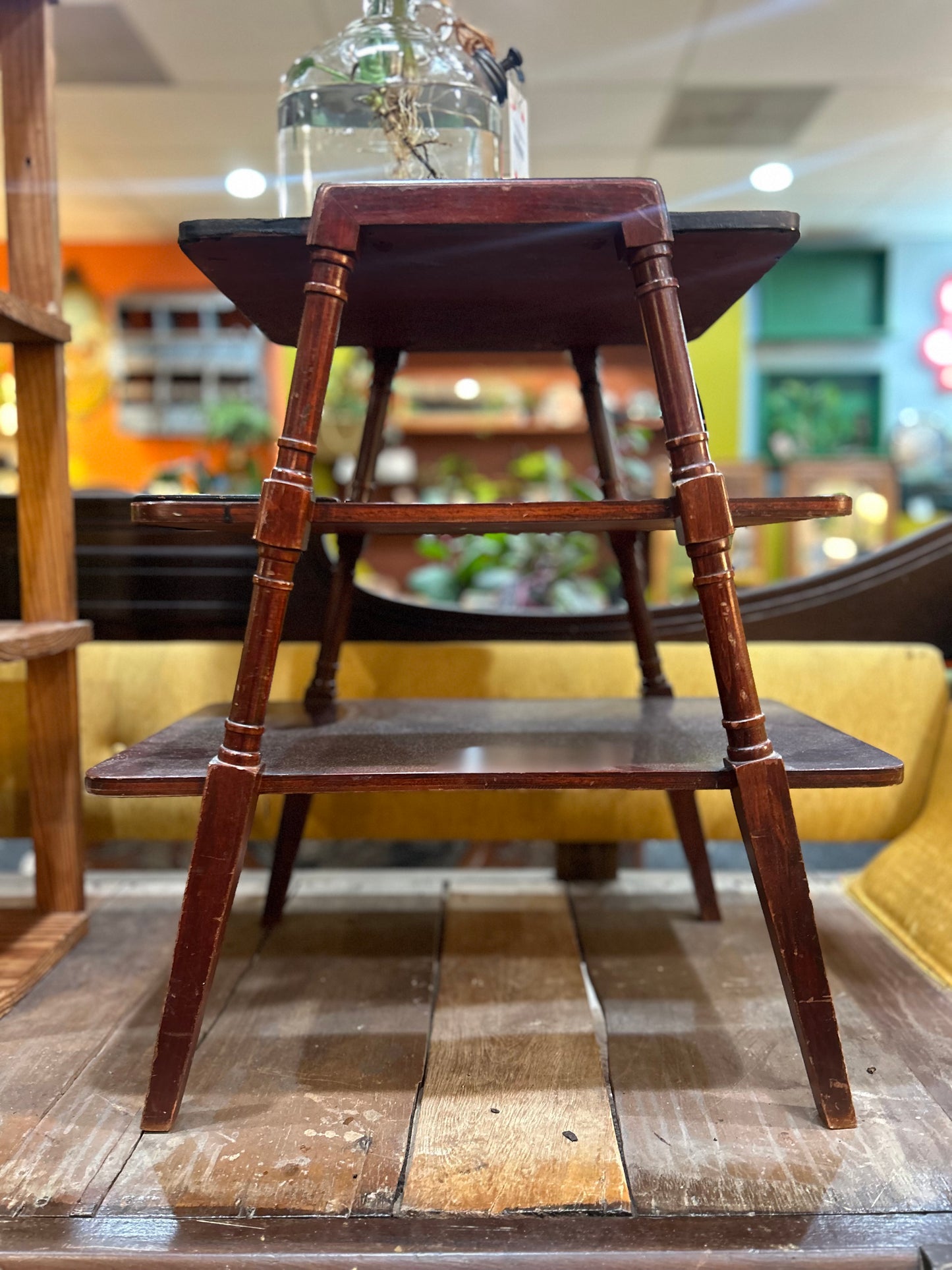 Antique Mersman Mahogany A Frame 3 Tier Table