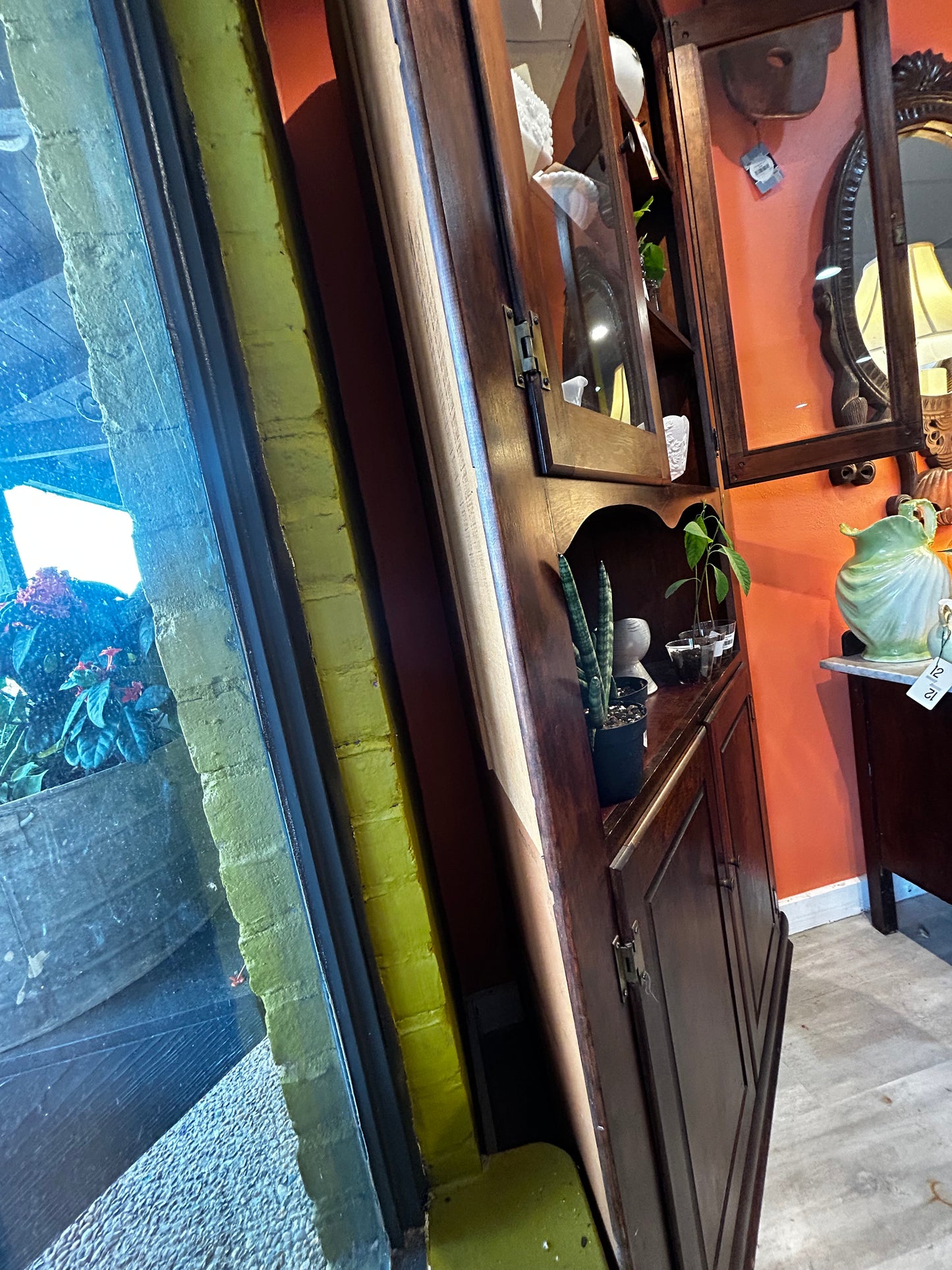 Stained Wood Corner Cabinet