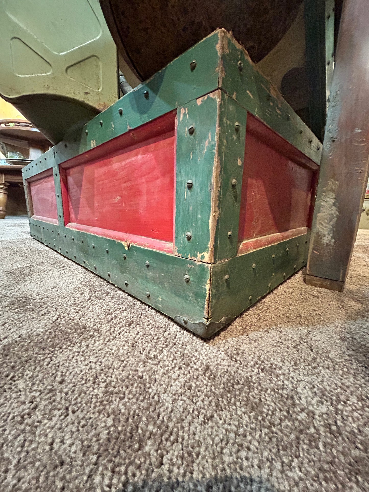 Antique 19th Century Wooden and Decorative Nail Chest