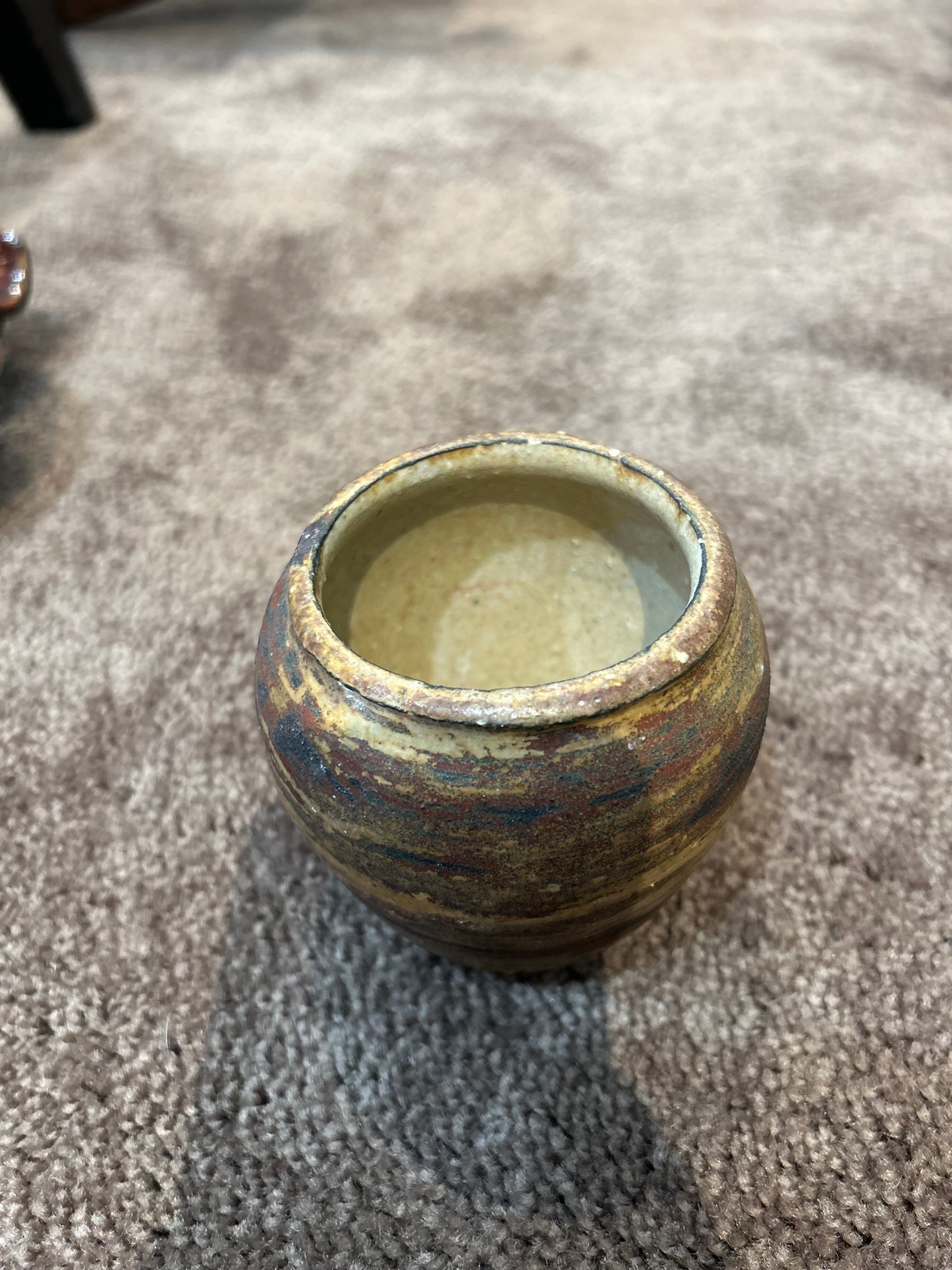 Small Raw Layered Hand Thrown Stoneware Vase- Signed JS