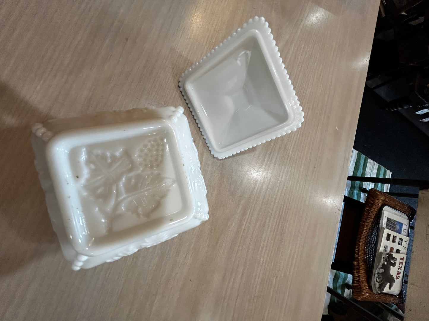 Westmoreland Milk Glass Beaded Candy Dish with Lid